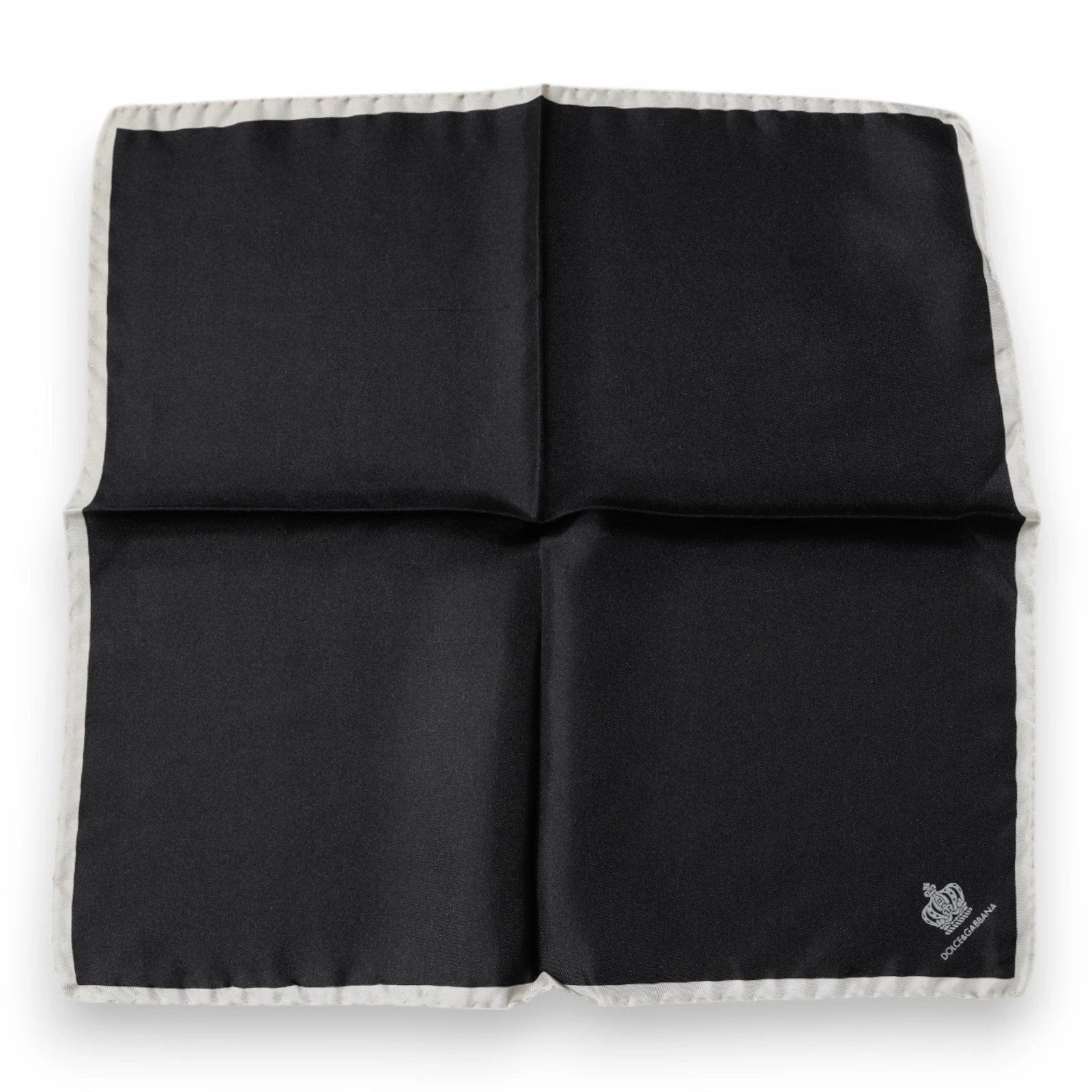 Dolce & Gabbana Black Crown Logo Square Handkerchief Scarf by Dolce & Gabbana