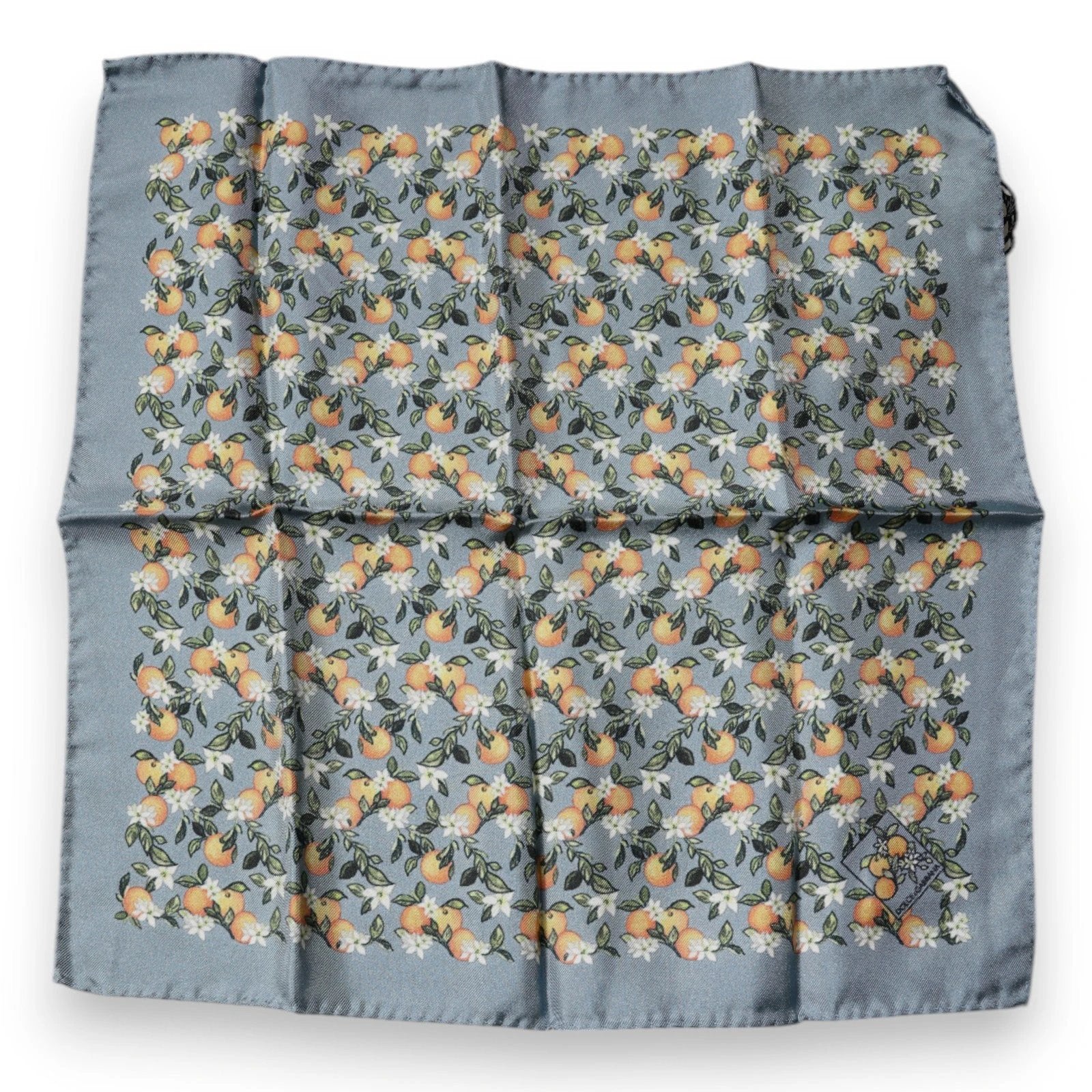 Dolce & Gabbana Gray Oranges Silk Square Handkerchief Scarf by Dolce & Gabbana