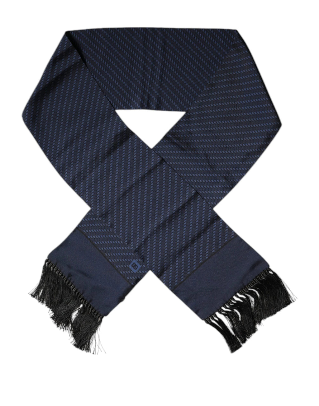Dolce & Gabbana Dark Blue Fantasy Fringes Neck Wrap Scarf by Dolce & Gabbana