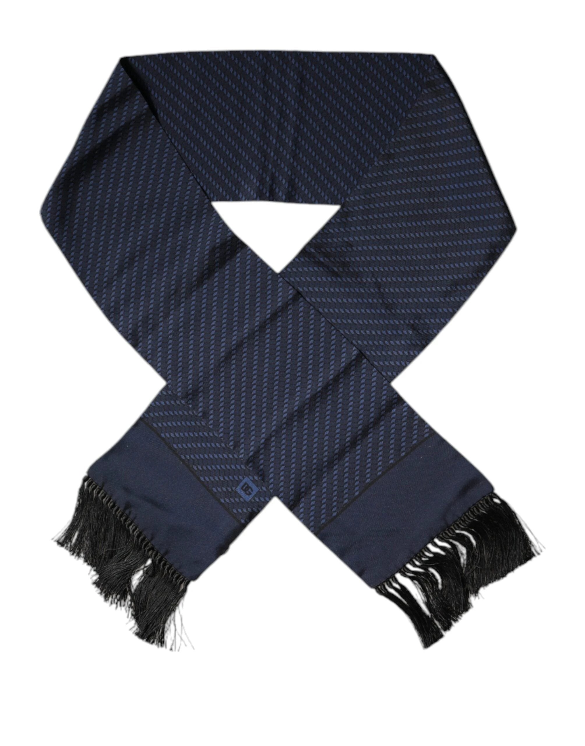 Dolce & Gabbana Dark Blue Fantasy Fringes Neck Wrap Scarf by Dolce & Gabbana