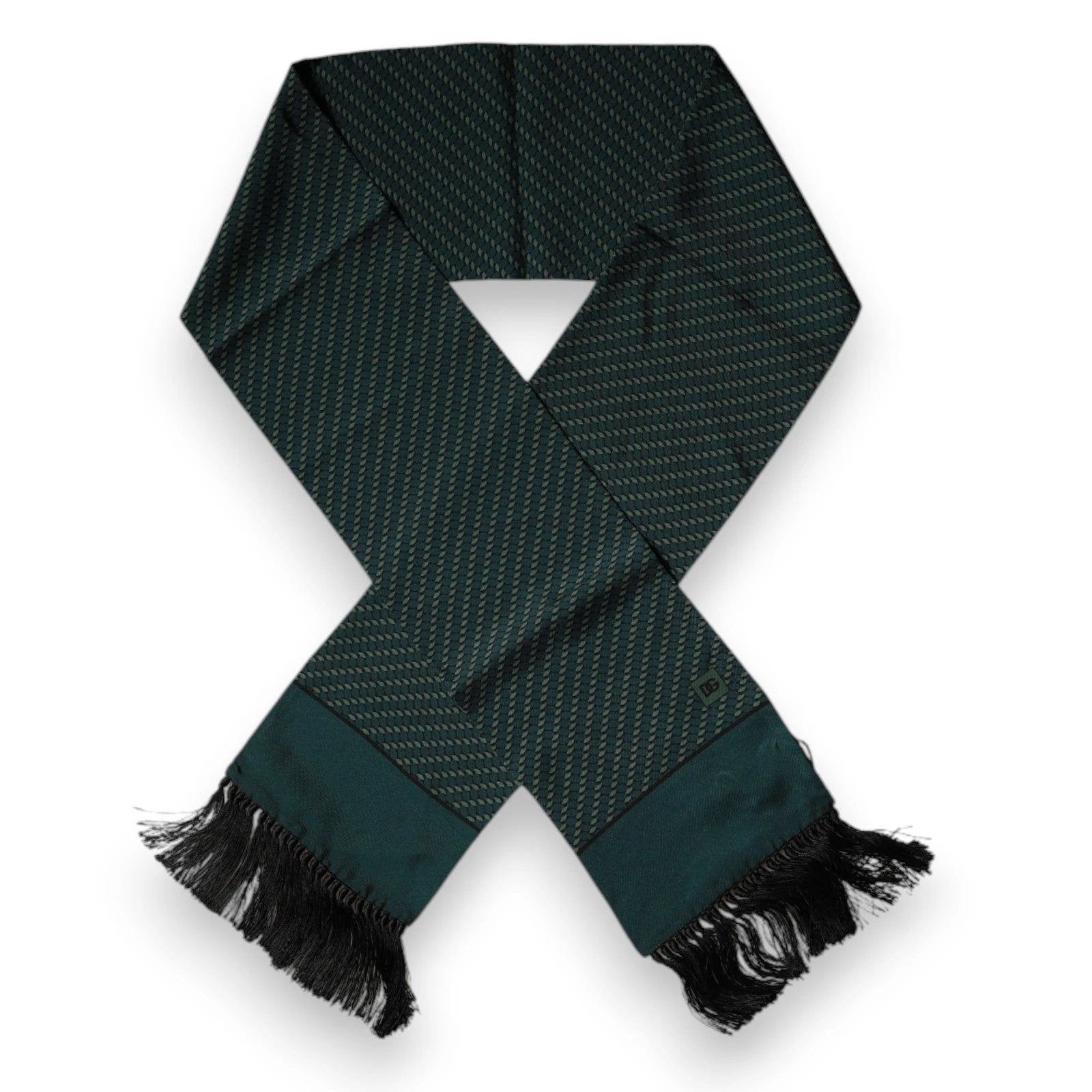 Dolce & Gabbana Dark Green Fantasy Fringes Neck Wrap Scarf by Dolce & Gabbana