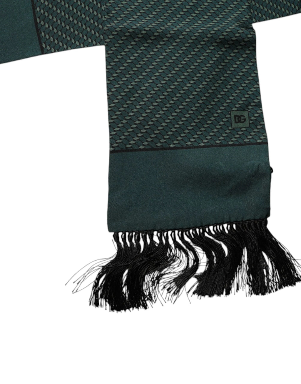 Dolce & Gabbana Dark Green Fantasy Fringes Neck Wrap Scarf by Dolce & Gabbana