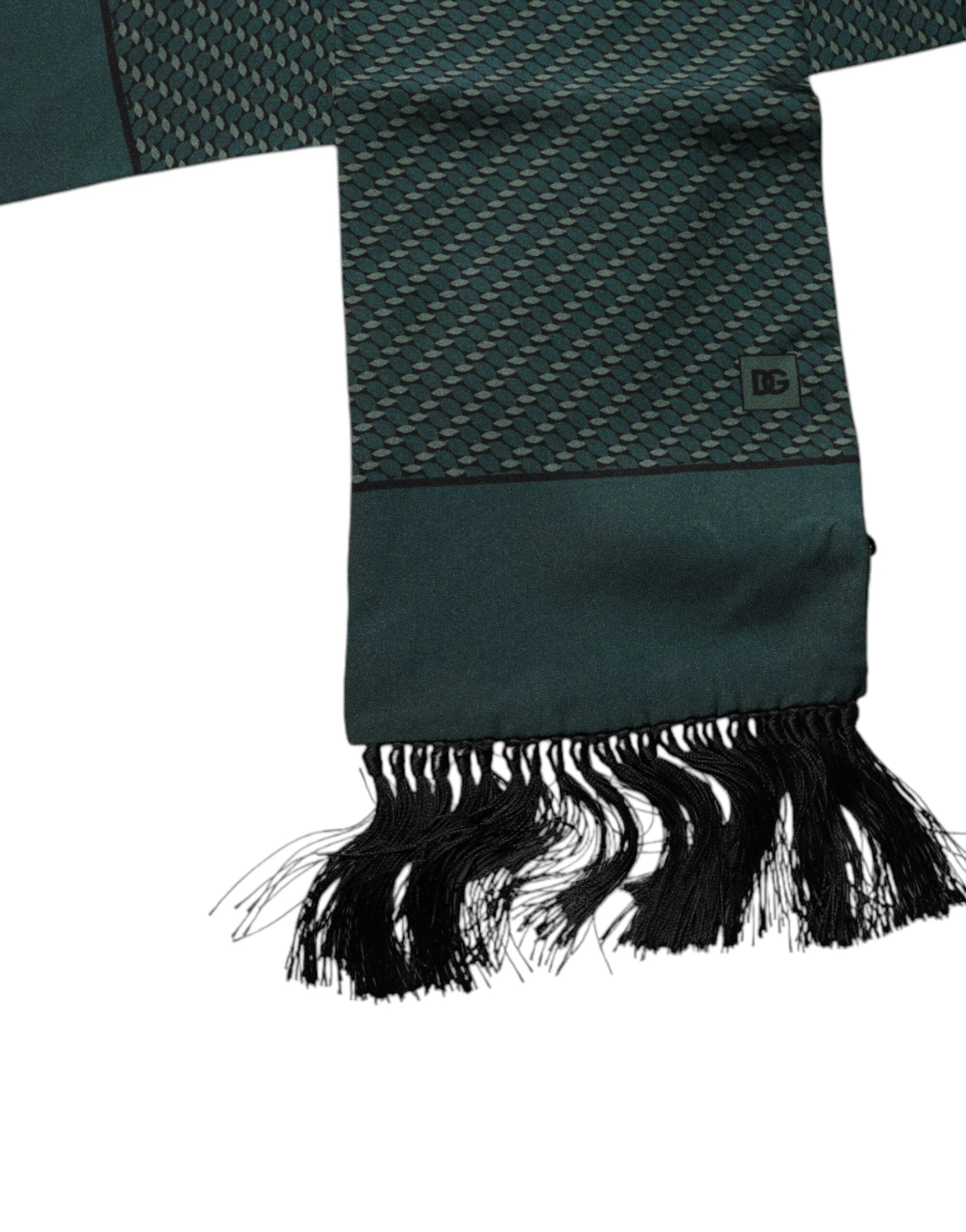 Dolce & Gabbana Dark Green Fantasy Fringes Neck Wrap Scarf by Dolce & Gabbana
