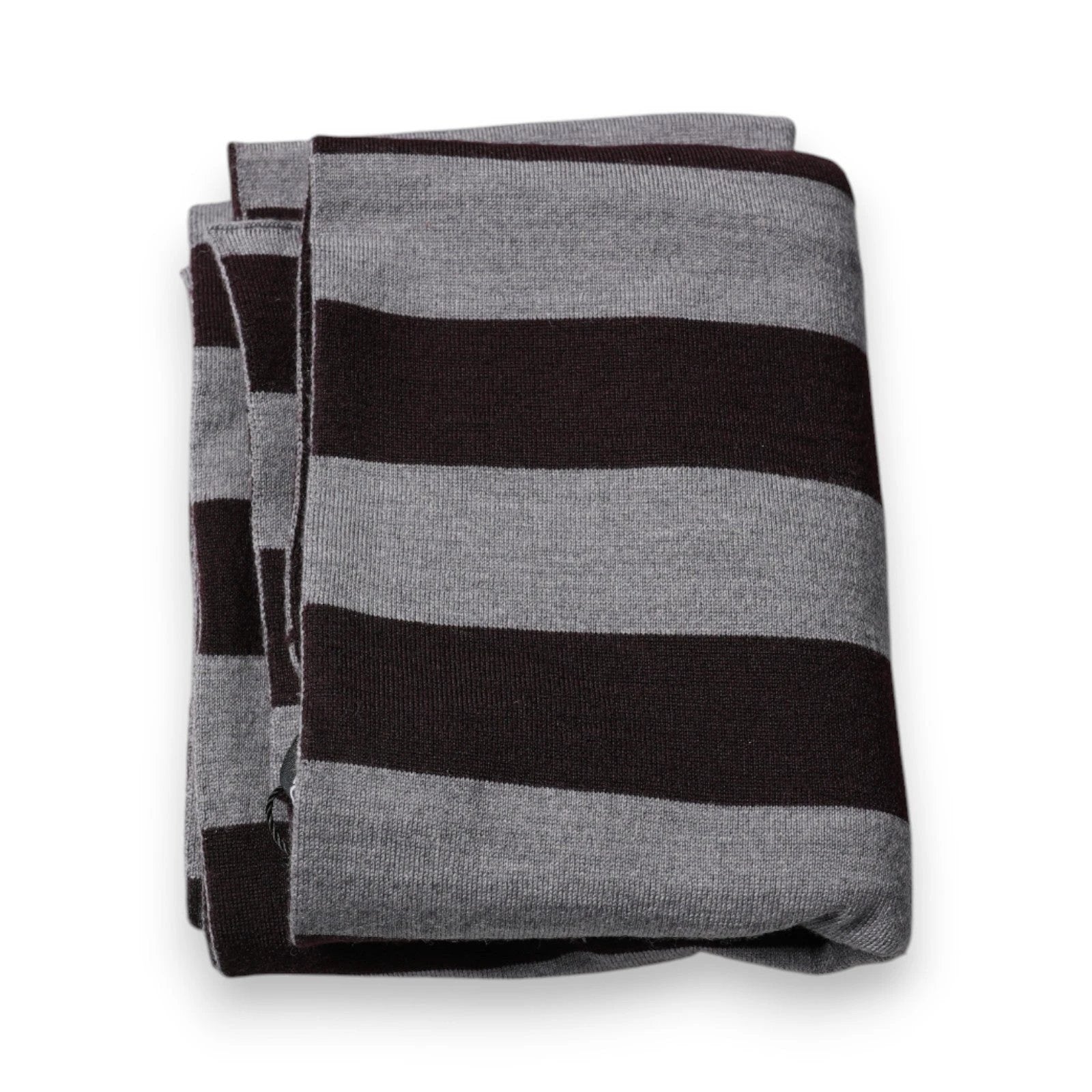 Dolce & Gabbana Black Gray Stripes Wool Neck Wrap Scarf by Dolce & Gabbana