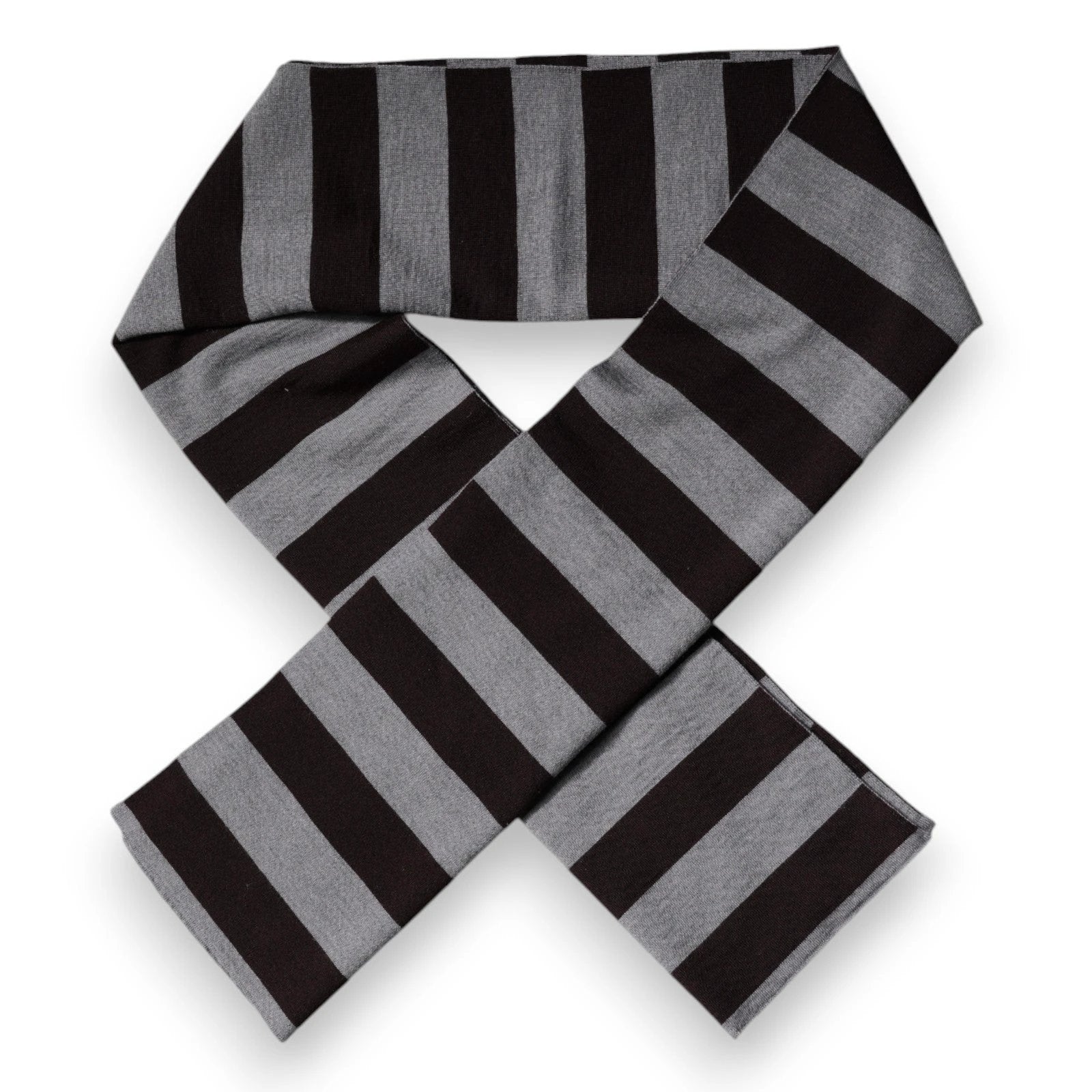 Dolce & Gabbana Black Gray Stripes Wool Neck Wrap Scarf by Dolce & Gabbana