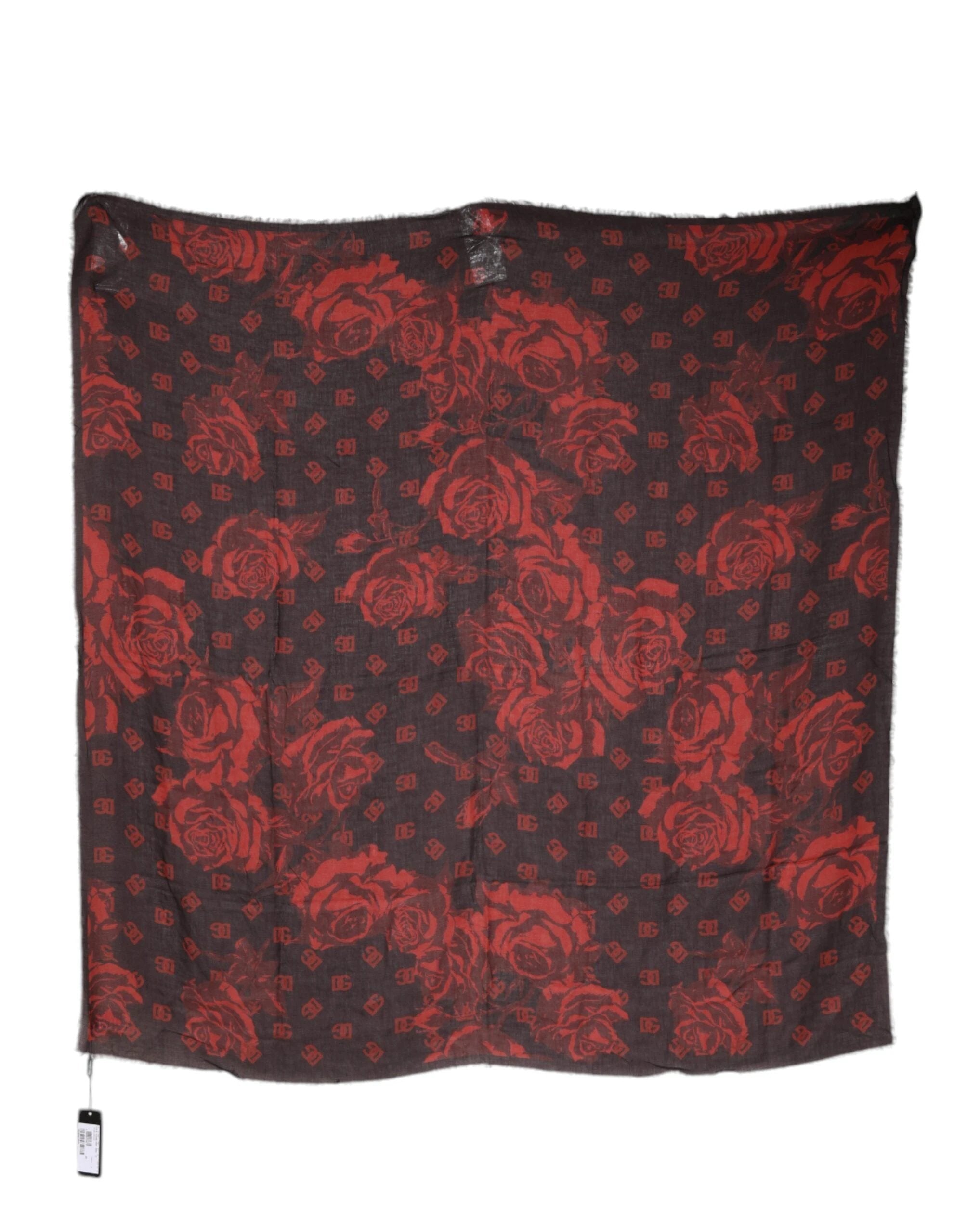 Dolce & Gabbana Black Red Floral Modal Wrap Shawl Scarf by Dolce & Gabbana