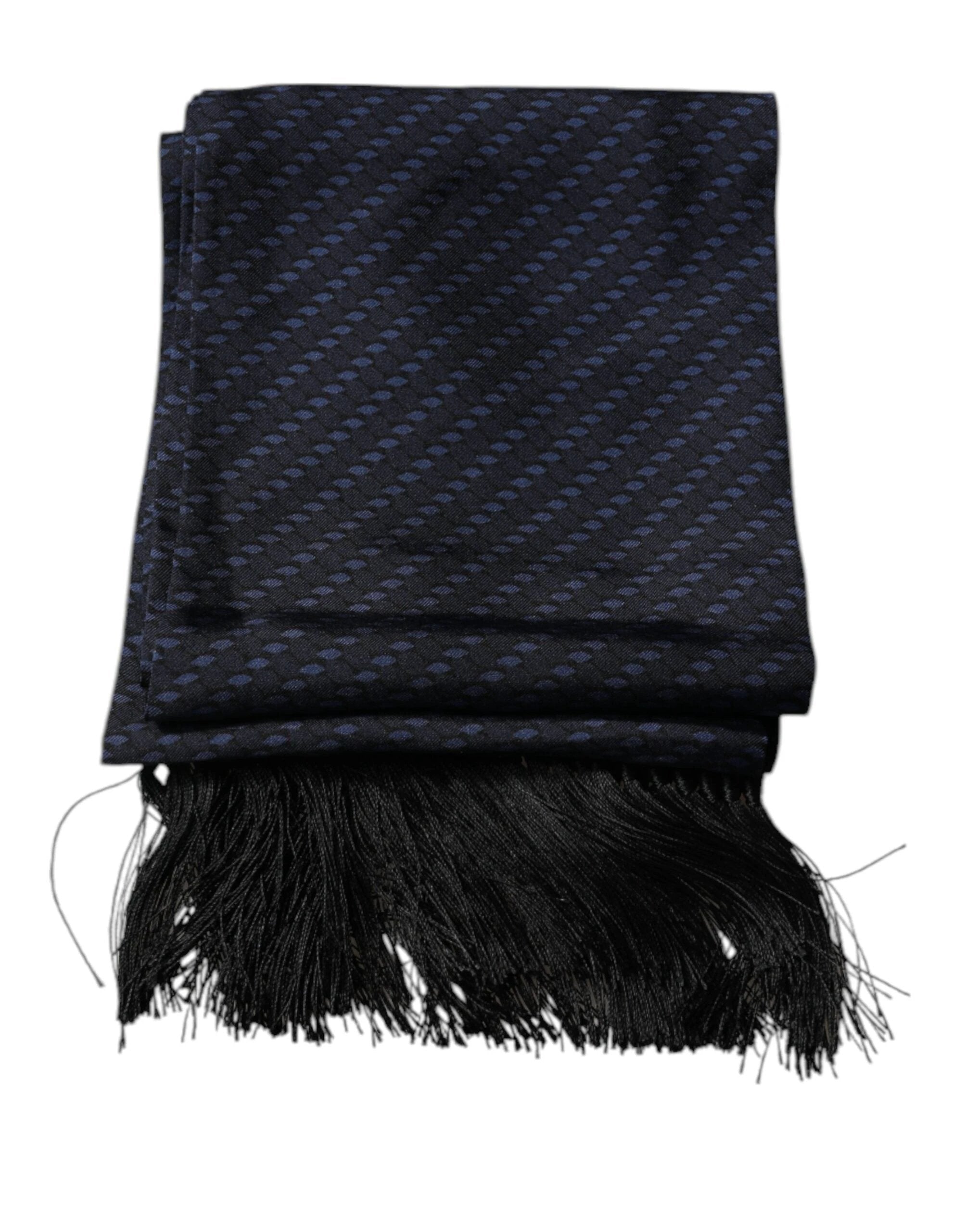 Dolce & Gabbana Dark Blue Fantasy Fringes Neck Wrap Scarf by Dolce & Gabbana