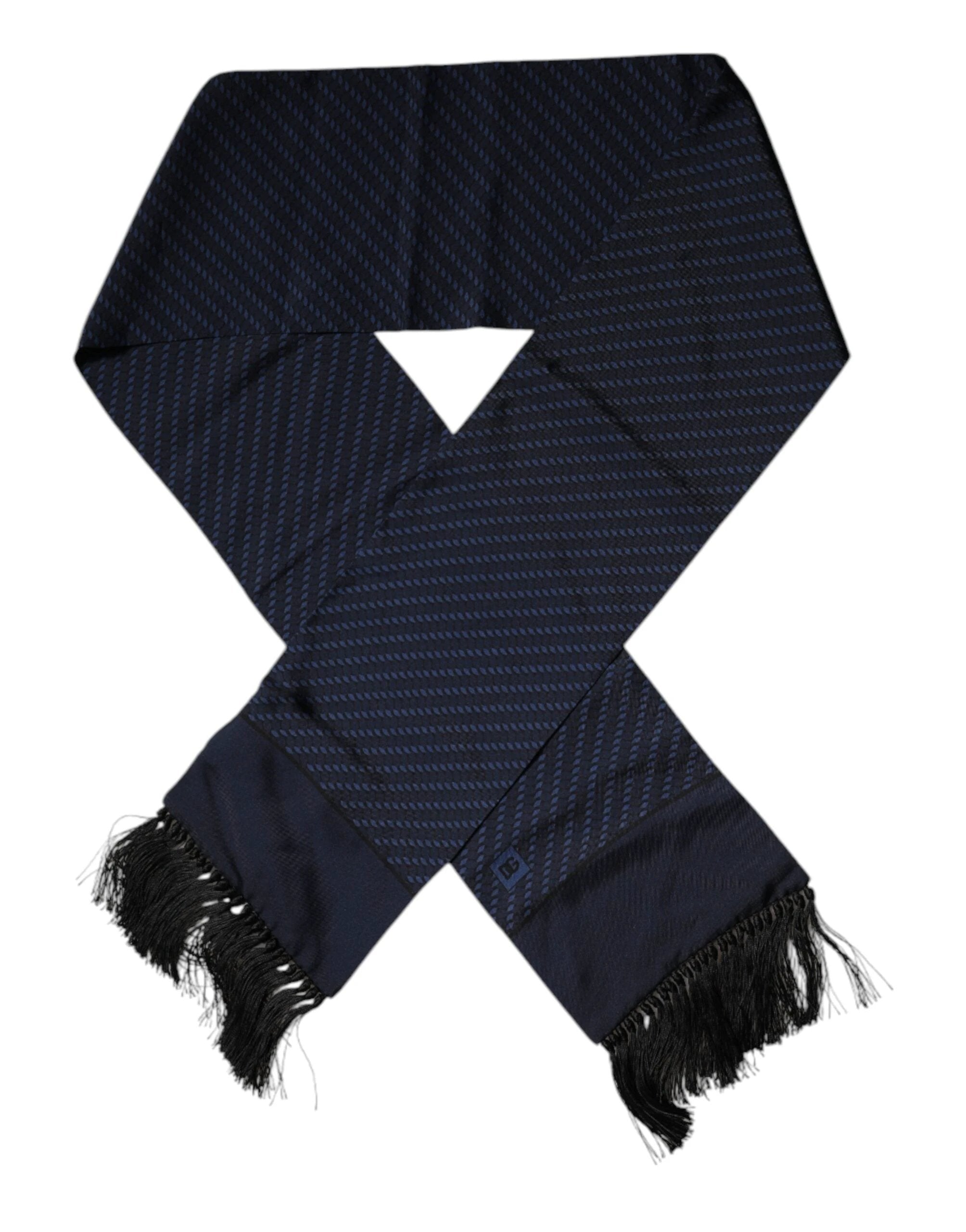 Dolce & Gabbana Dark Blue Fantasy Fringes Neck Wrap Scarf by Dolce & Gabbana