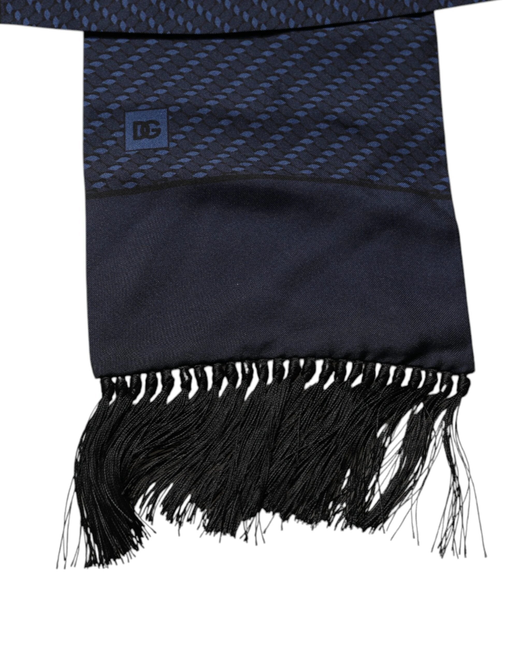 Dolce & Gabbana Dark Blue Fantasy Fringes Neck Wrap Scarf by Dolce & Gabbana
