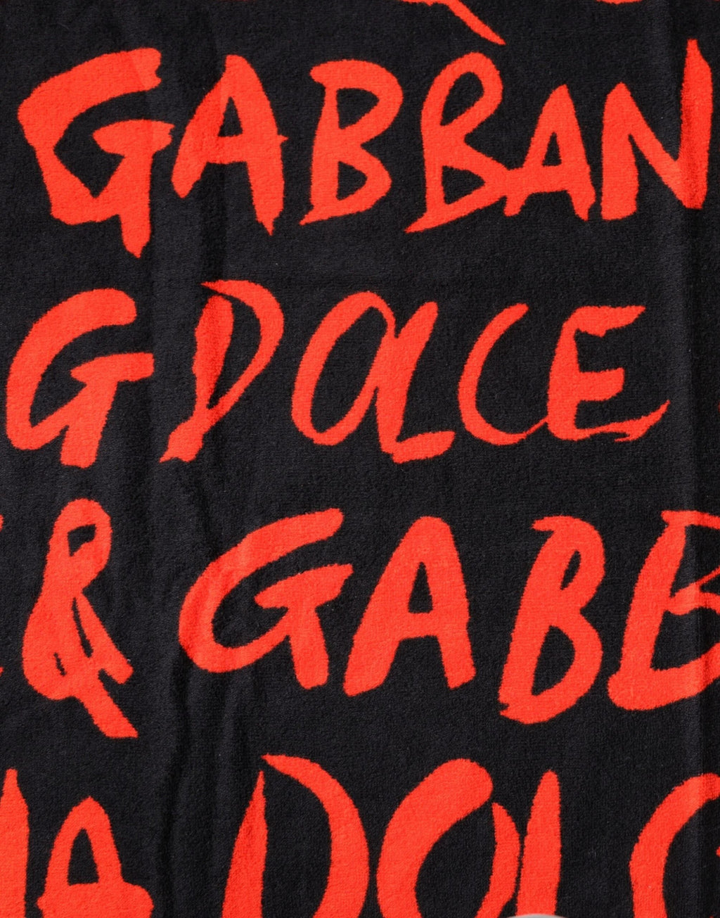 Dolce & Gabbana Black Red Logo Print Cotton Beach Towel by Dolce & Gabbana