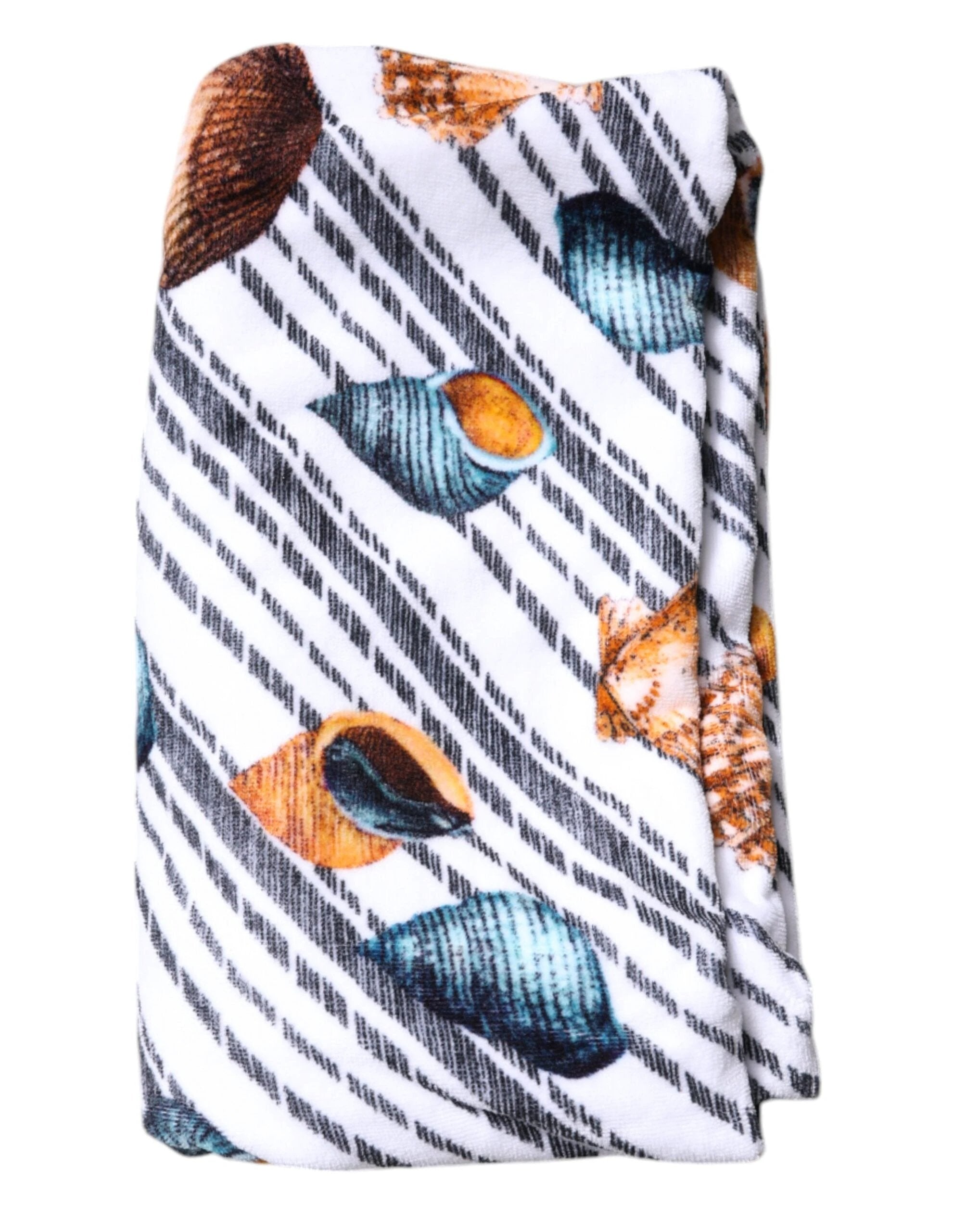 Dolce & Gabbana Multicolor Stripes Seashells Beach Towel by Dolce & Gabbana