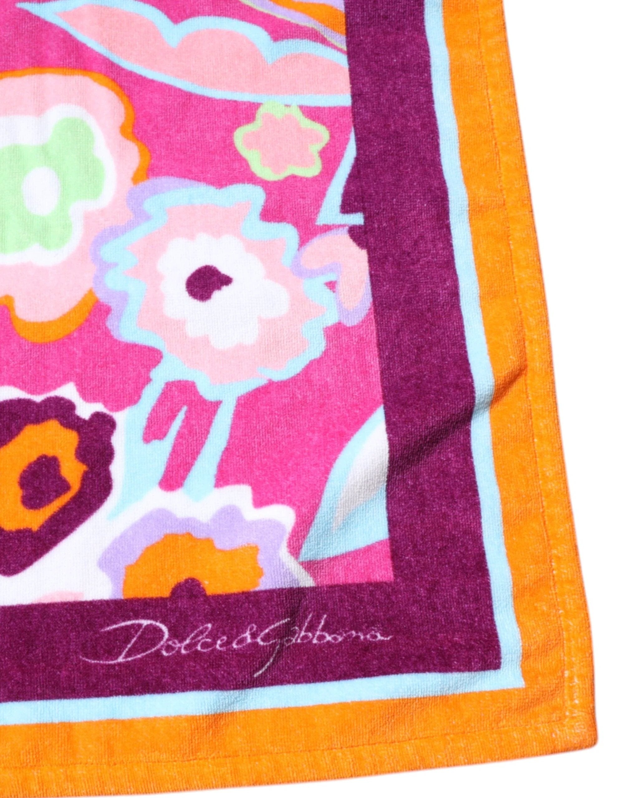 Dolce & Gabbana Multicolor Floral Print Cotton Beach Towel by Dolce & Gabbana