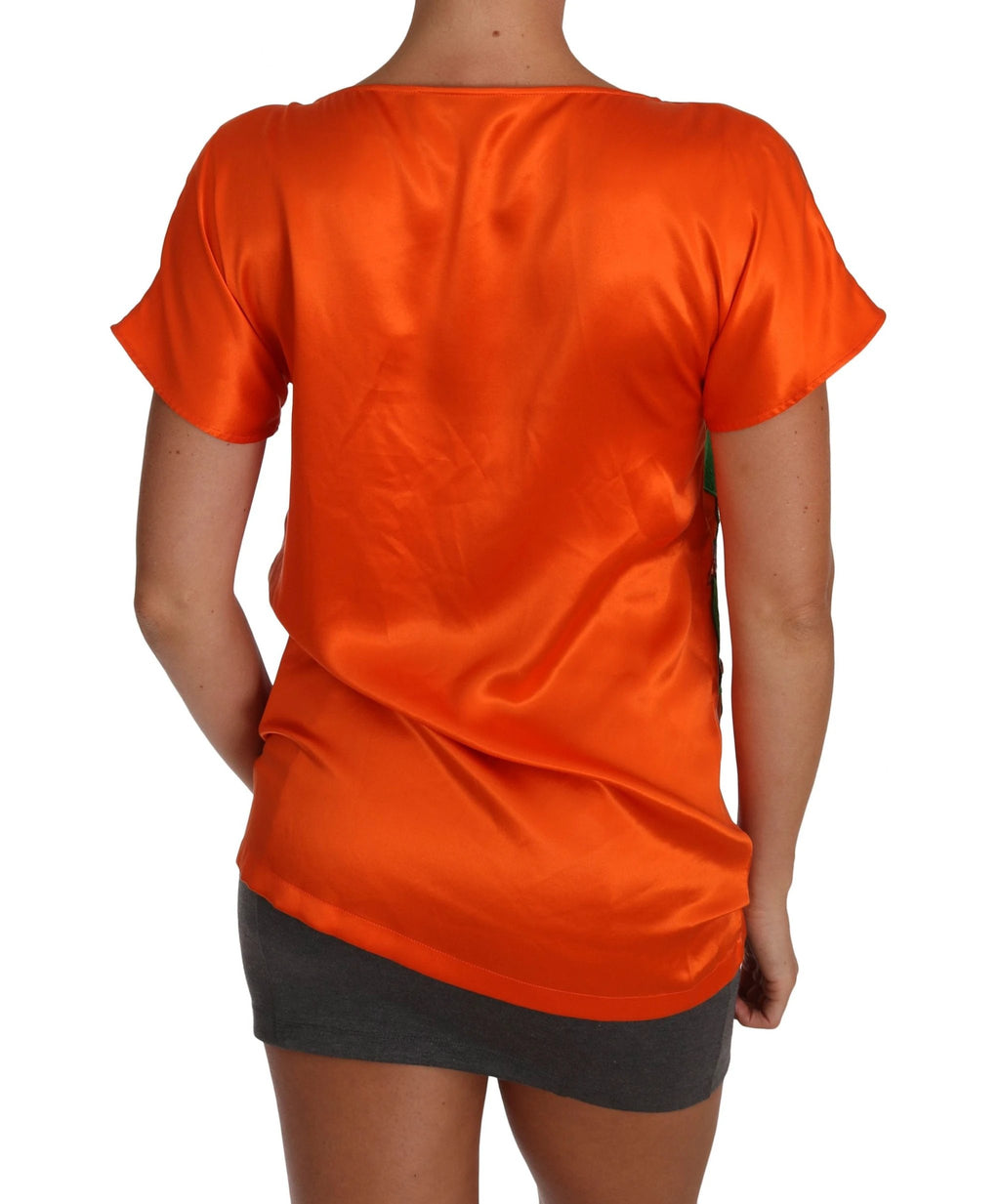 Dolce & Gabbana Silk Orange Lemon Crystal T-shirt Top by Dolce & Gabbana
