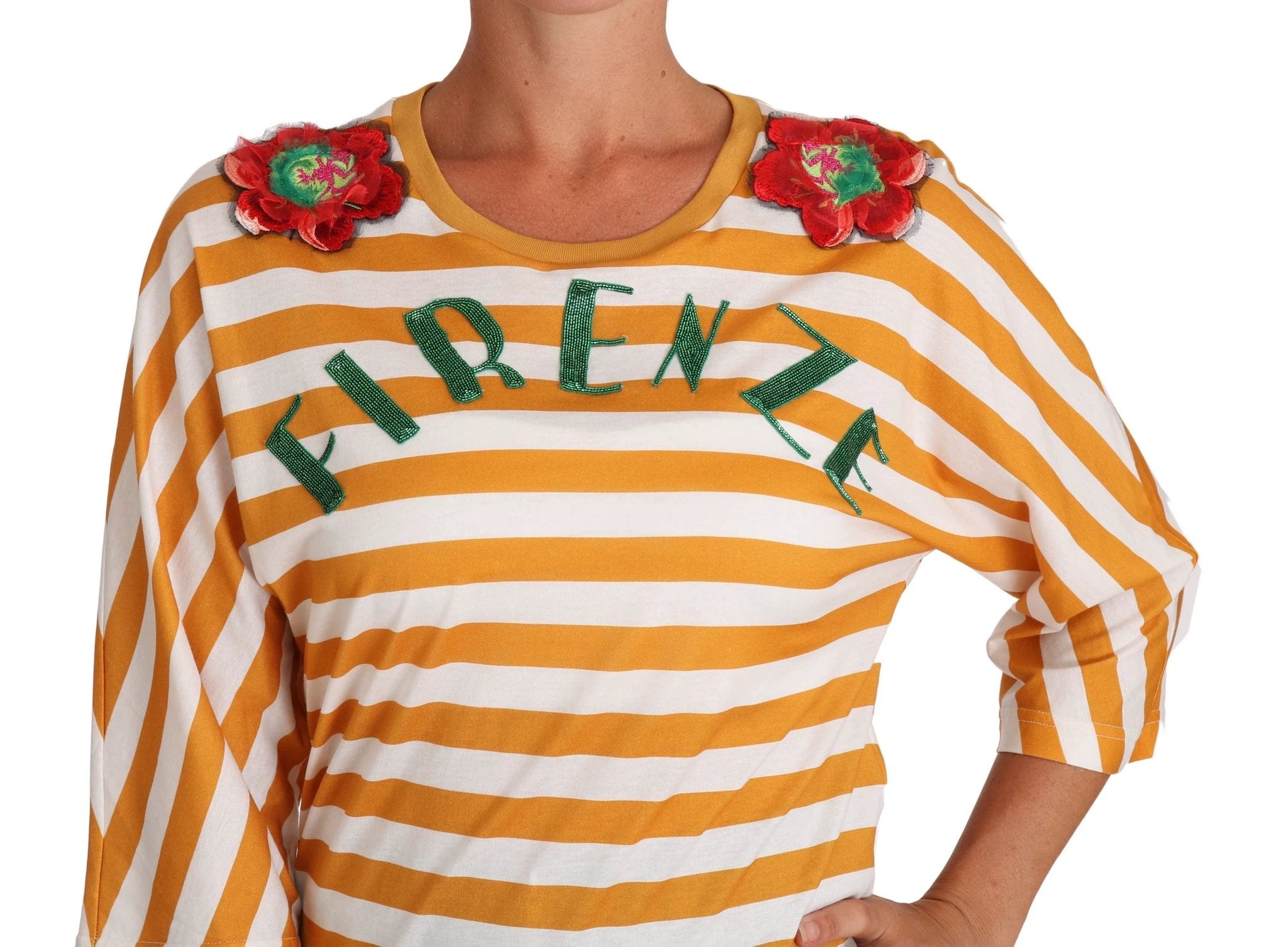 Dolce & Gabbana White Orange FIRENZE Top T-shirt by Dolce & Gabbana