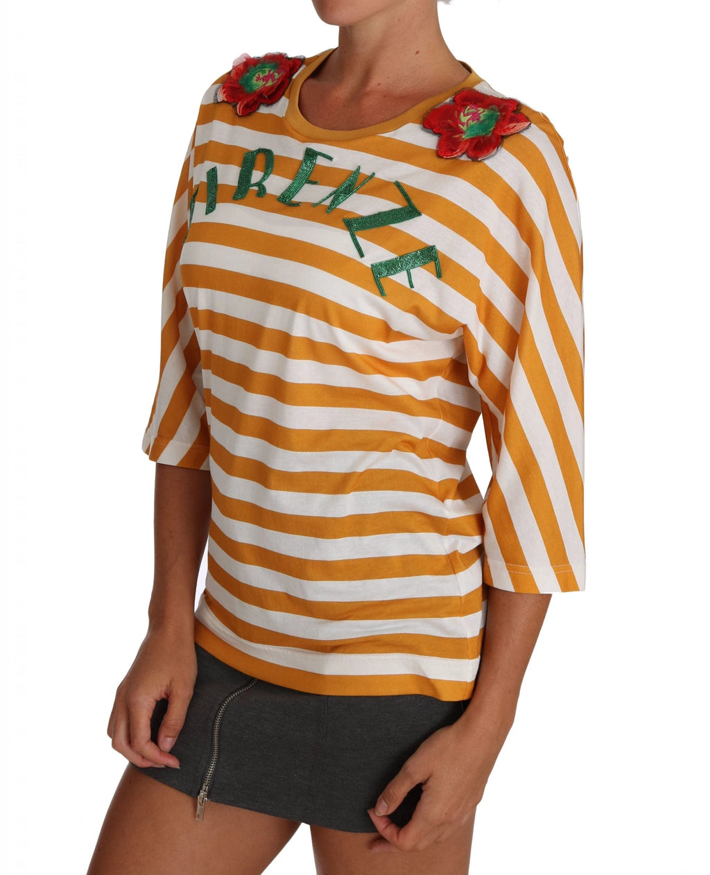 Dolce & Gabbana White Orange FIRENZE Top T-shirt by Dolce & Gabbana