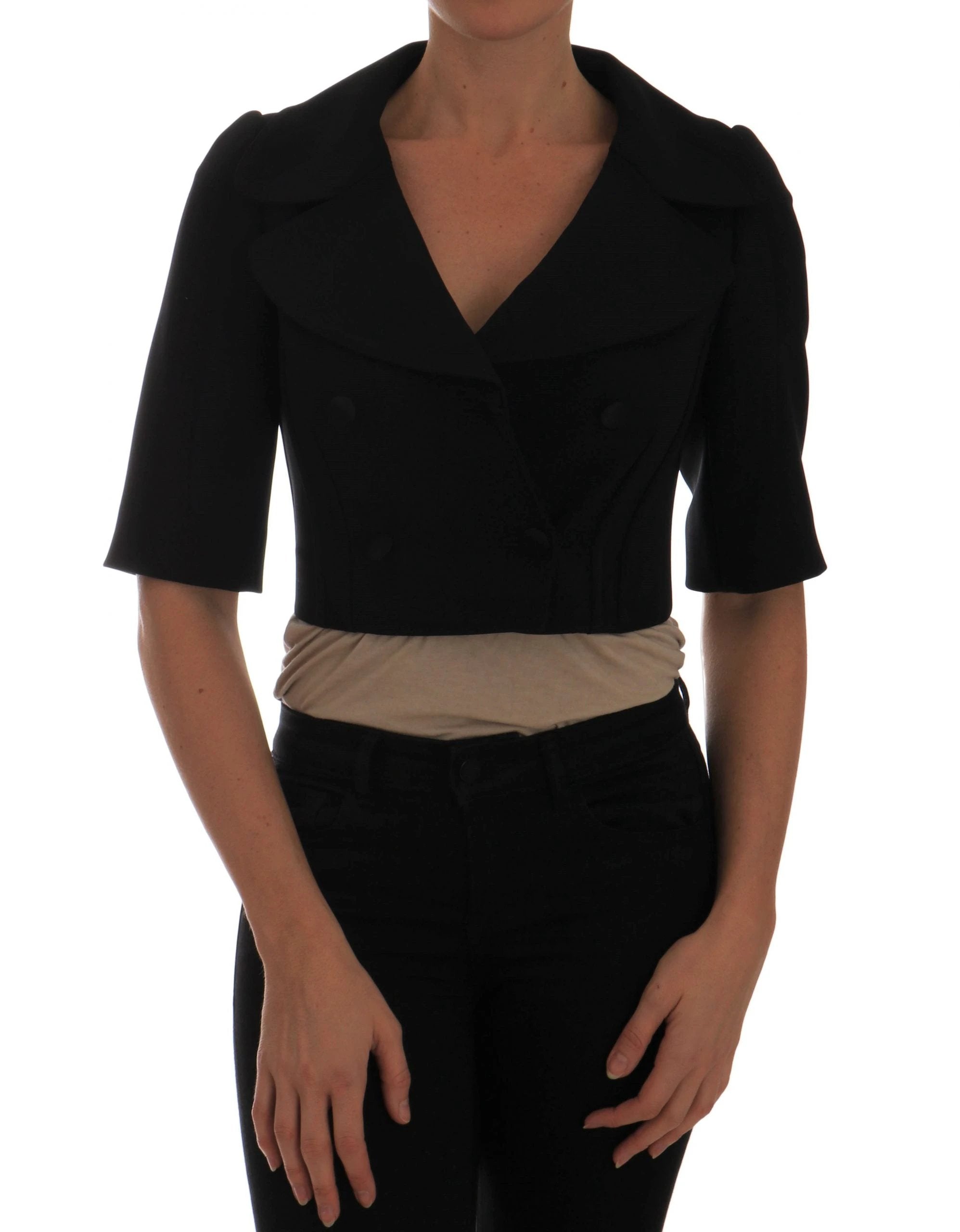 Dolce & Gabbana Black Short Croped Jacket Blazer by Dolce & Gabbana