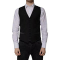 Dolce & Gabbana Black Wool Formal Dress Men Waistcoat Vest by Dolce & Gabbana