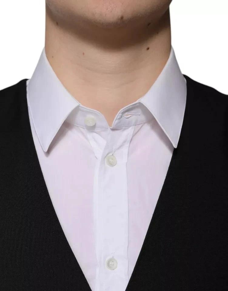 Dolce & Gabbana Black Wool Formal Dress Men Waistcoat Vest by Dolce & Gabbana