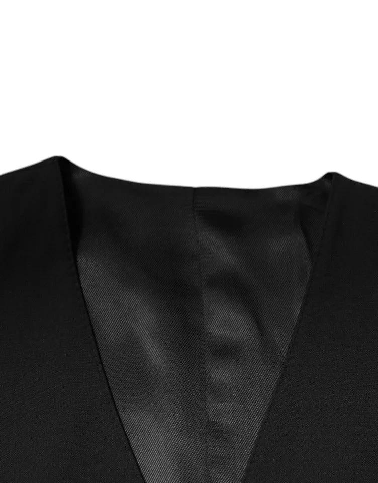 Dolce & Gabbana Black Wool Formal Dress Men Waistcoat Vest by Dolce & Gabbana