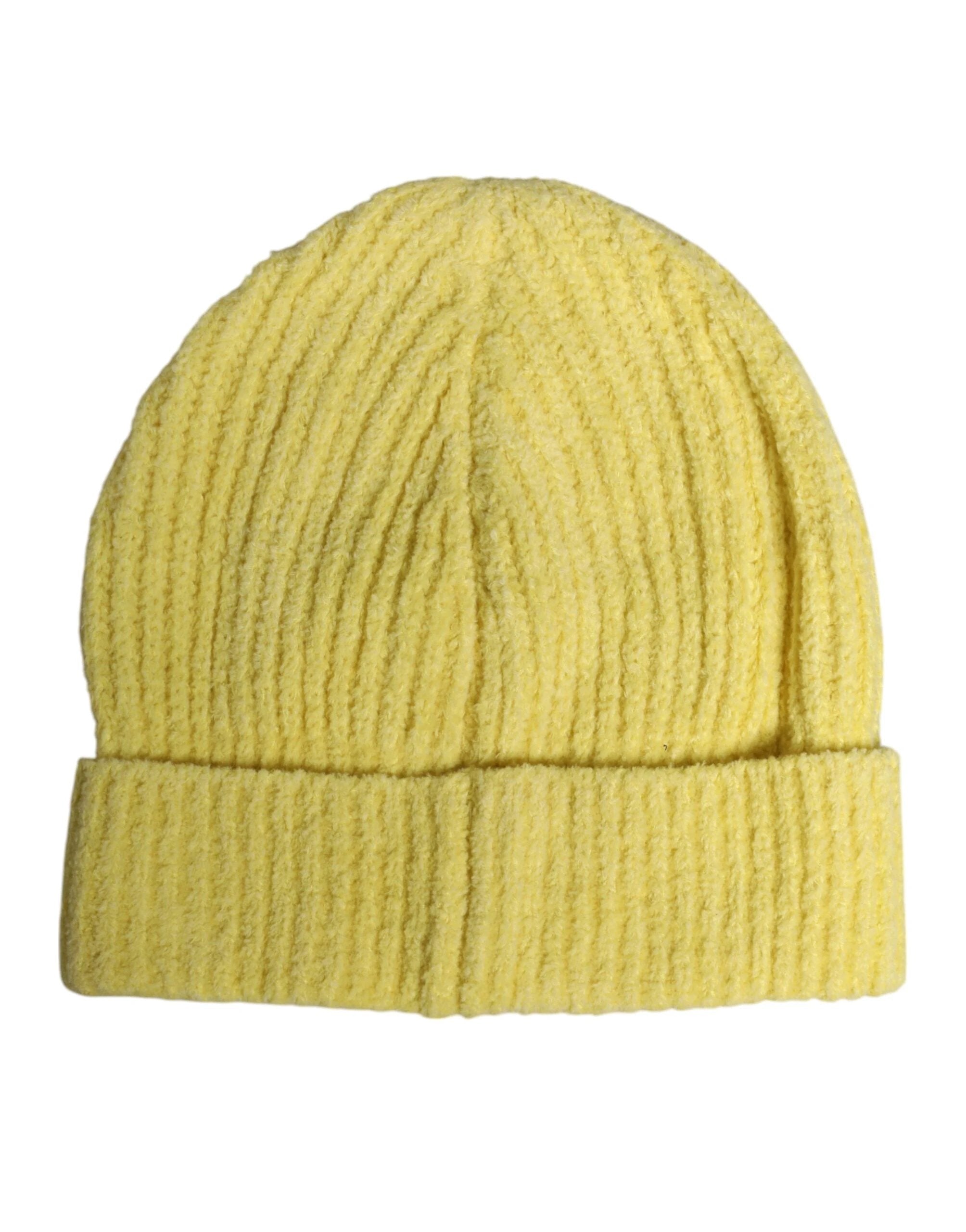 Dolce & Gabbana Yellow Cotton Knitted Winter Beanie Hat by Dolce & Gabbana