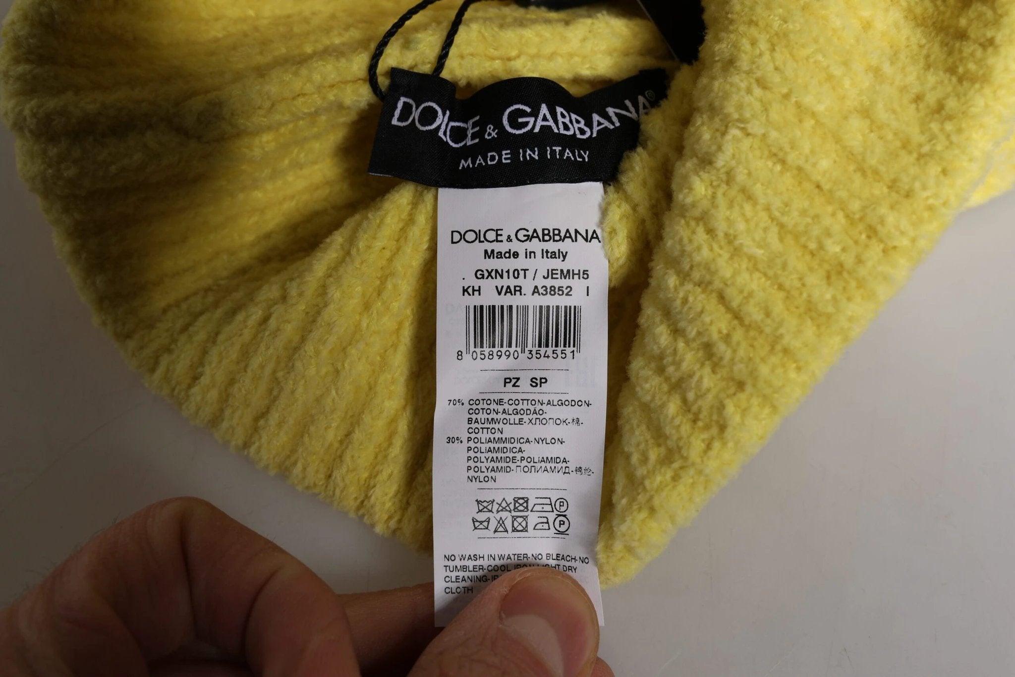 Dolce & Gabbana Yellow Cotton Knitted Winter Beanie Hat by Dolce & Gabbana