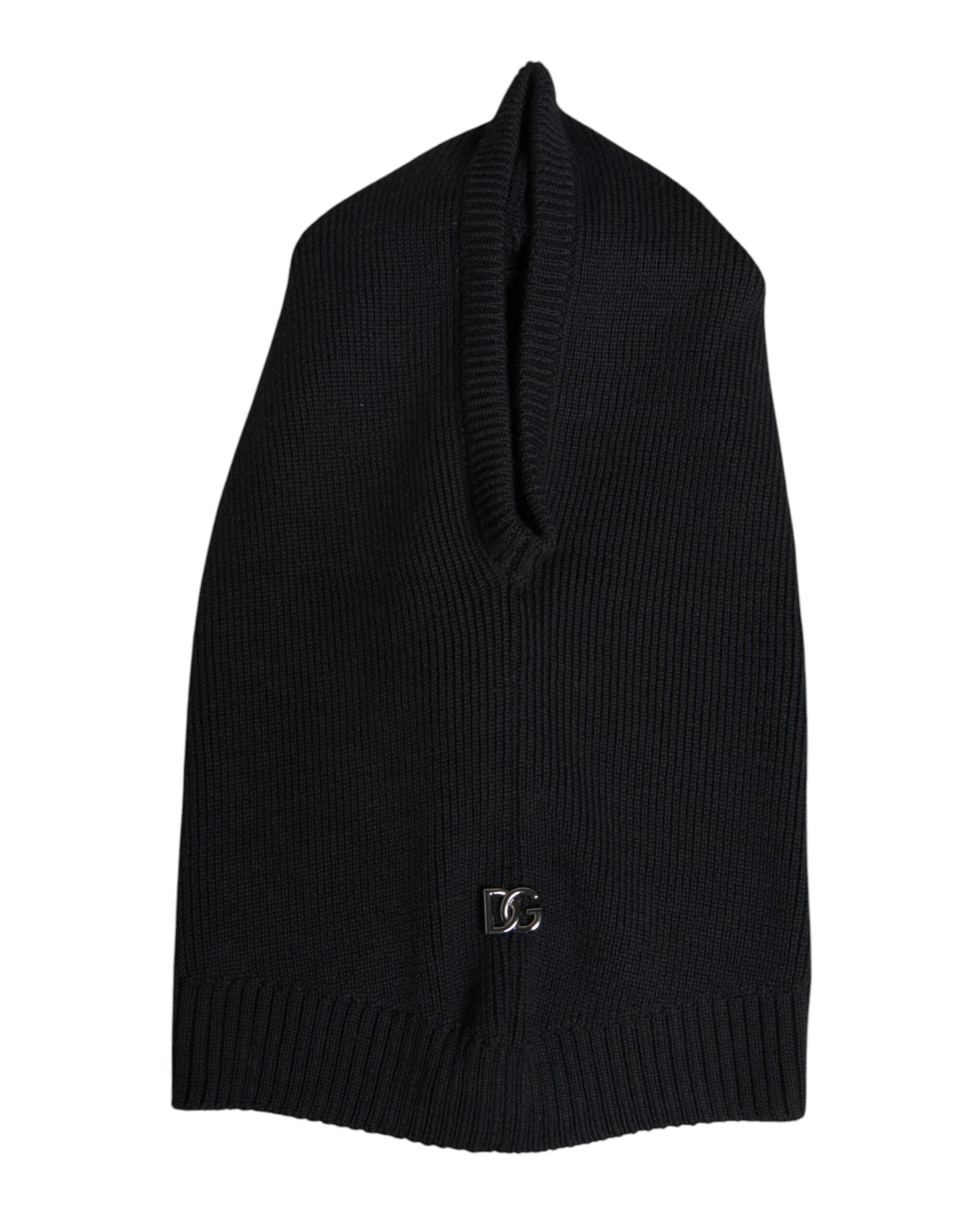 Dolce & Gabbana Black Wool Whole Head Wrap Balaclava Hat by Dolce & Gabbana