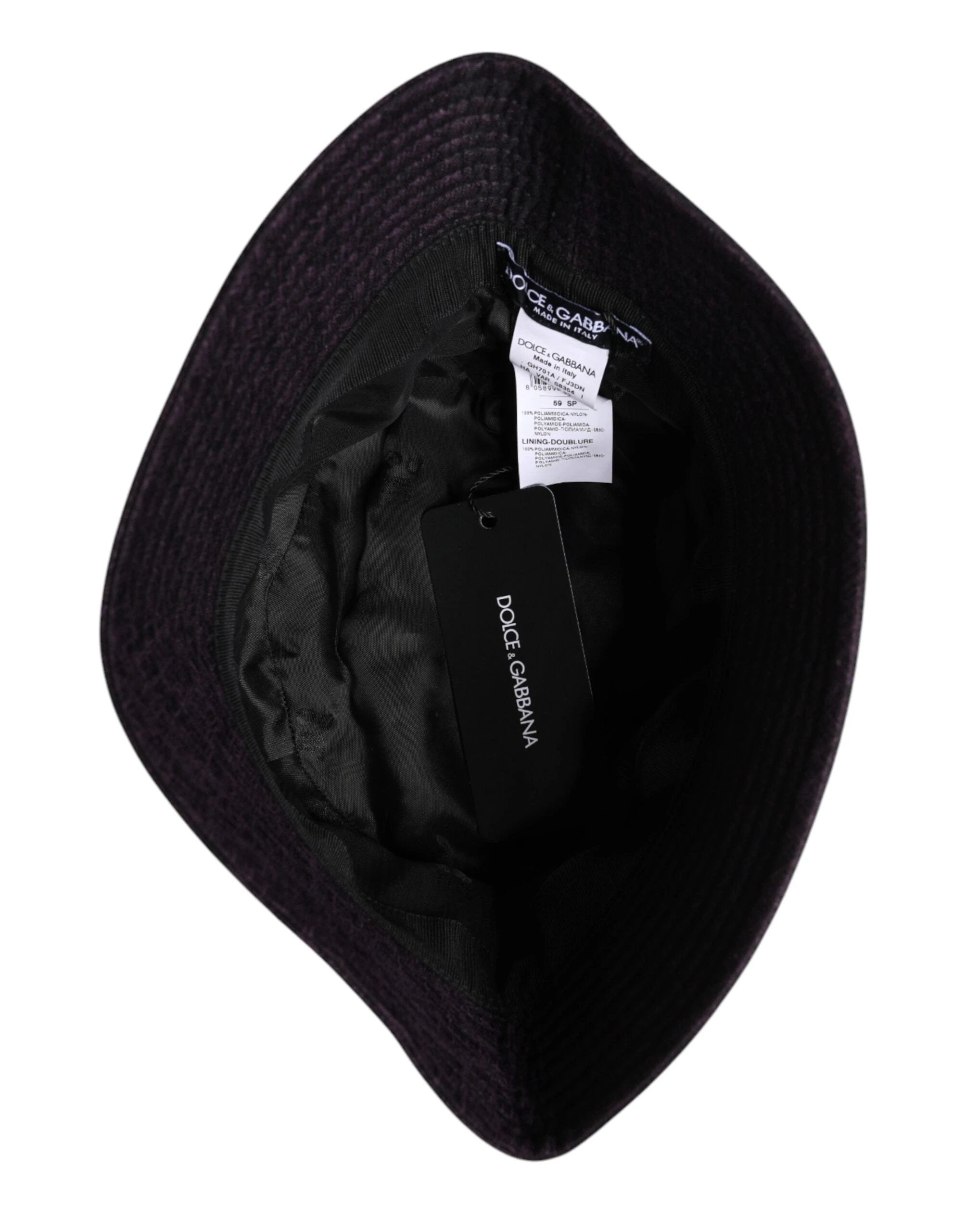 Dolce & Gabbana Black Wide Brim Nylon Bucket Hat by Dolce & Gabbana