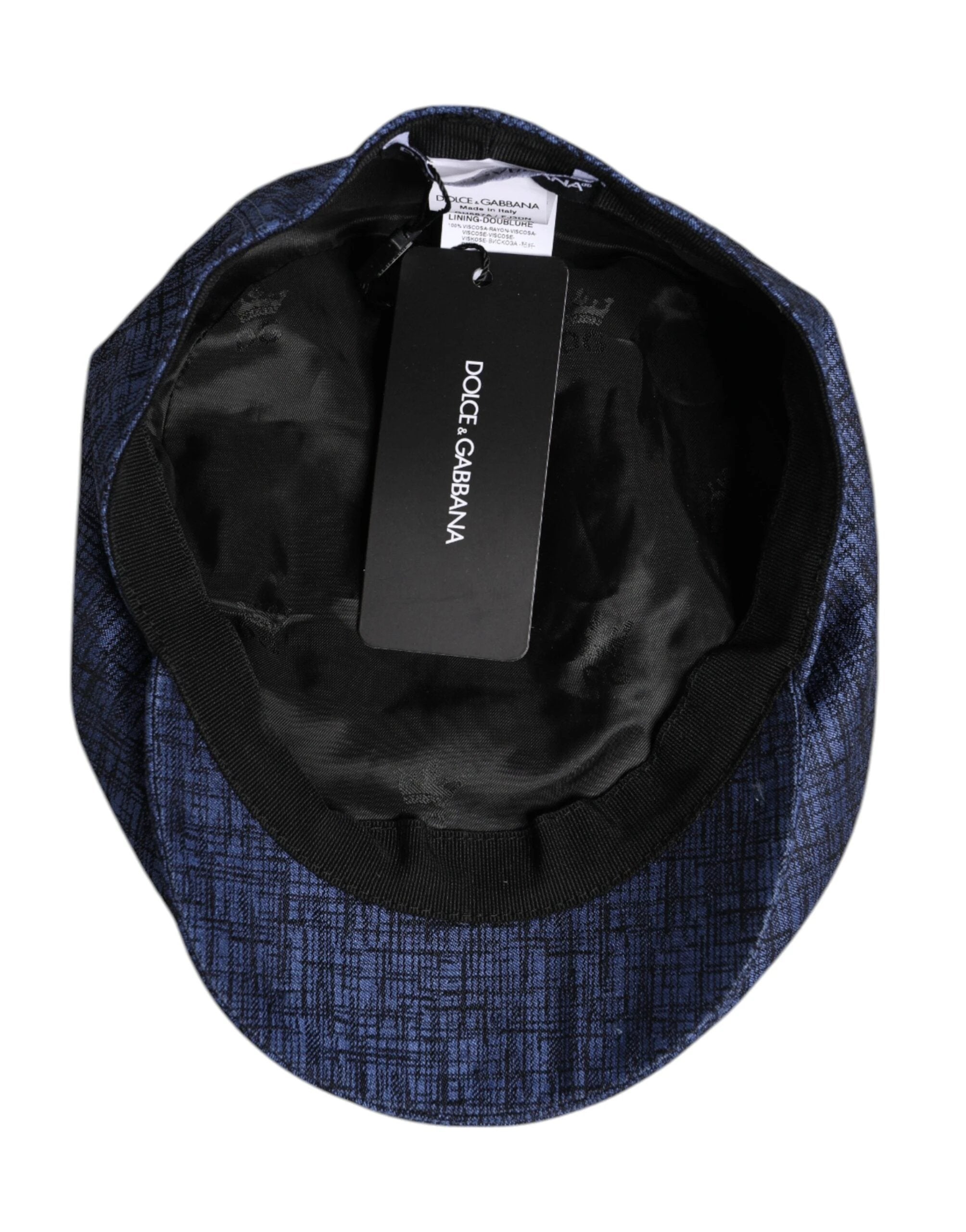 Dolce & Gabbana Blue Cotton Stretch Newsboy Hat by Dolce & Gabbana