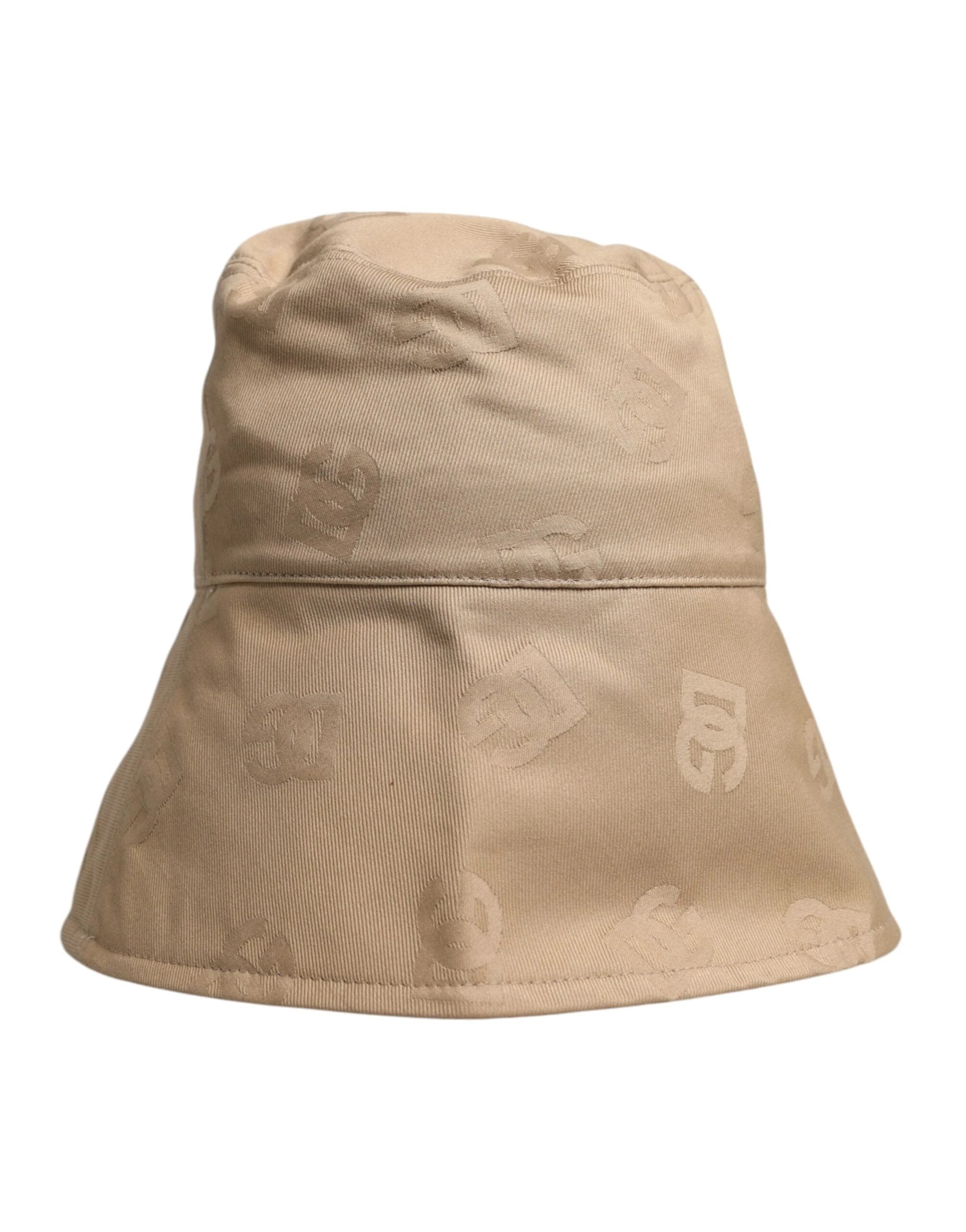 Dolce & Gabbana Beige Logo Monogram Cotton Bucket Cap by Dolce & Gabbana