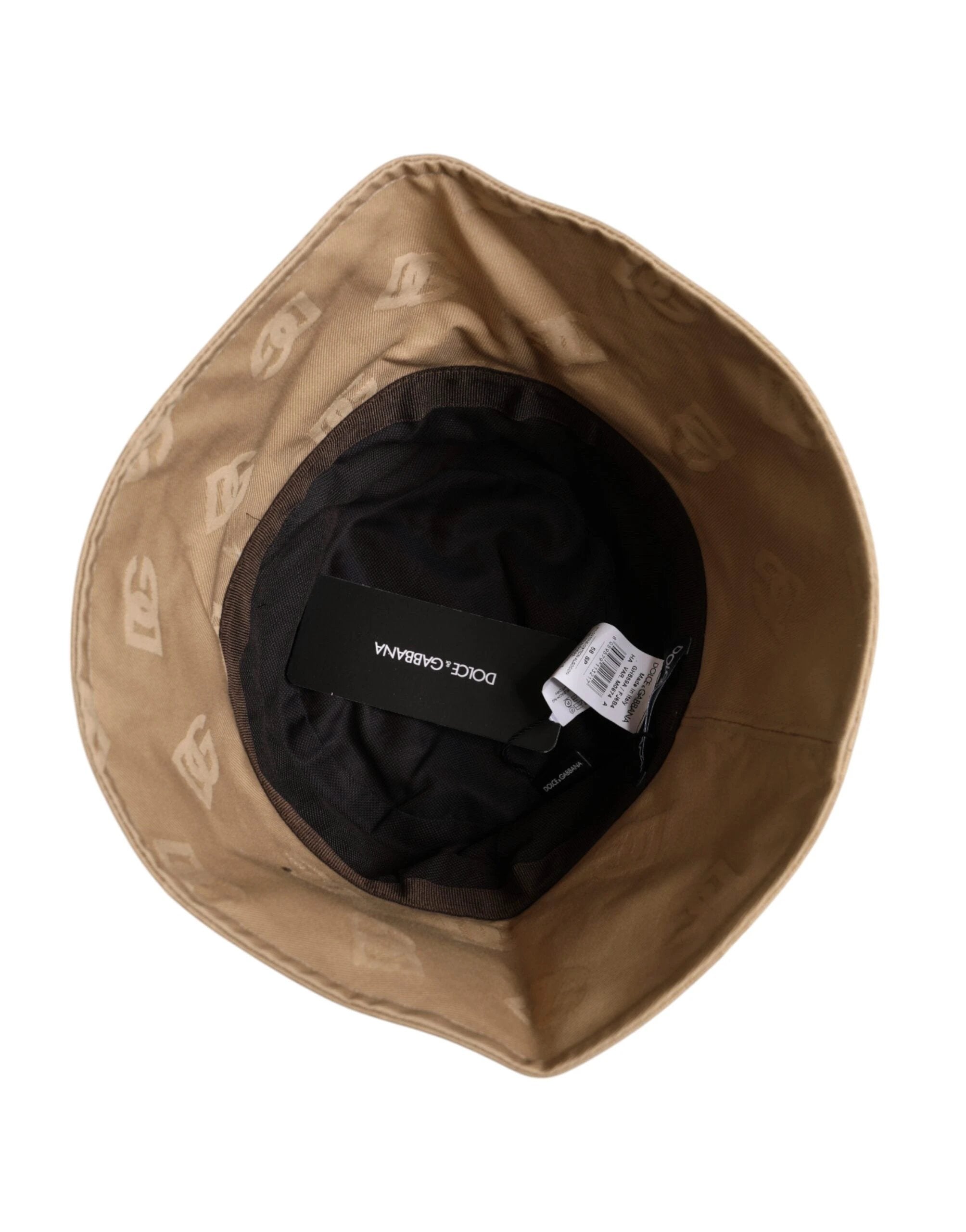 Dolce & Gabbana Beige Logo Monogram Cotton Bucket Cap by Dolce & Gabbana