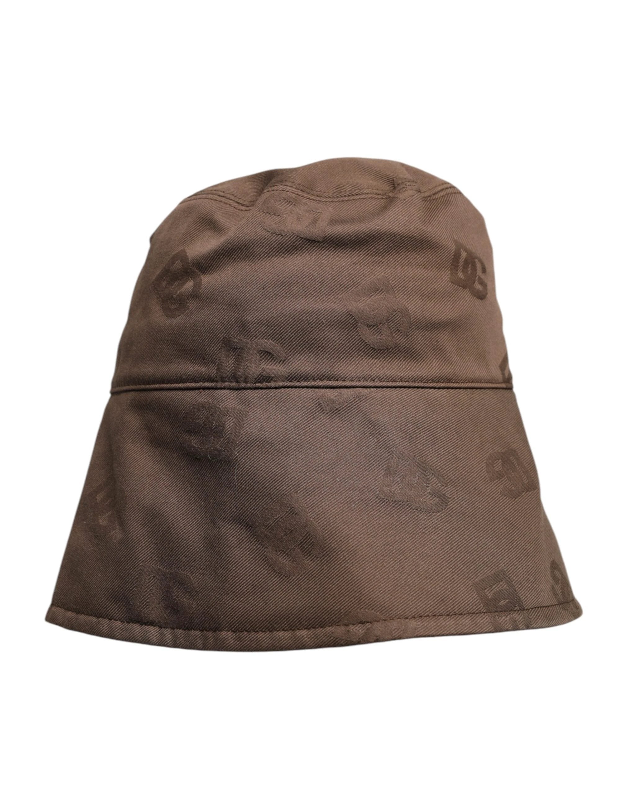 Dolce & Gabbana Brown Logo Monogram Cotton Bucket Cap by Dolce & Gabbana