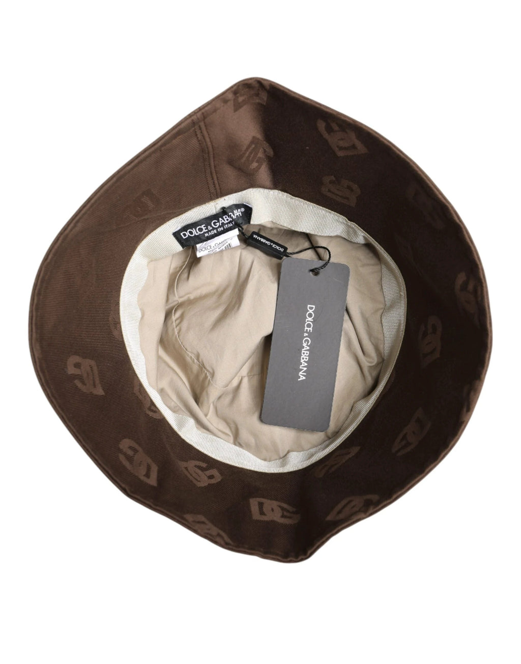 Dolce & Gabbana Brown Logo Monogram Cotton Bucket Cap by Dolce & Gabbana