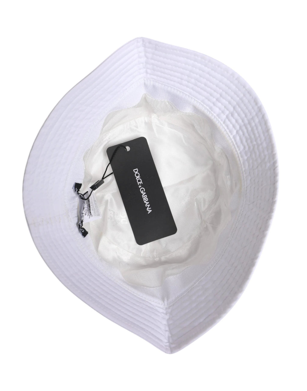 Dolce & Gabbana White Cotton Wide Brim Bucket Hat by Dolce & Gabbana