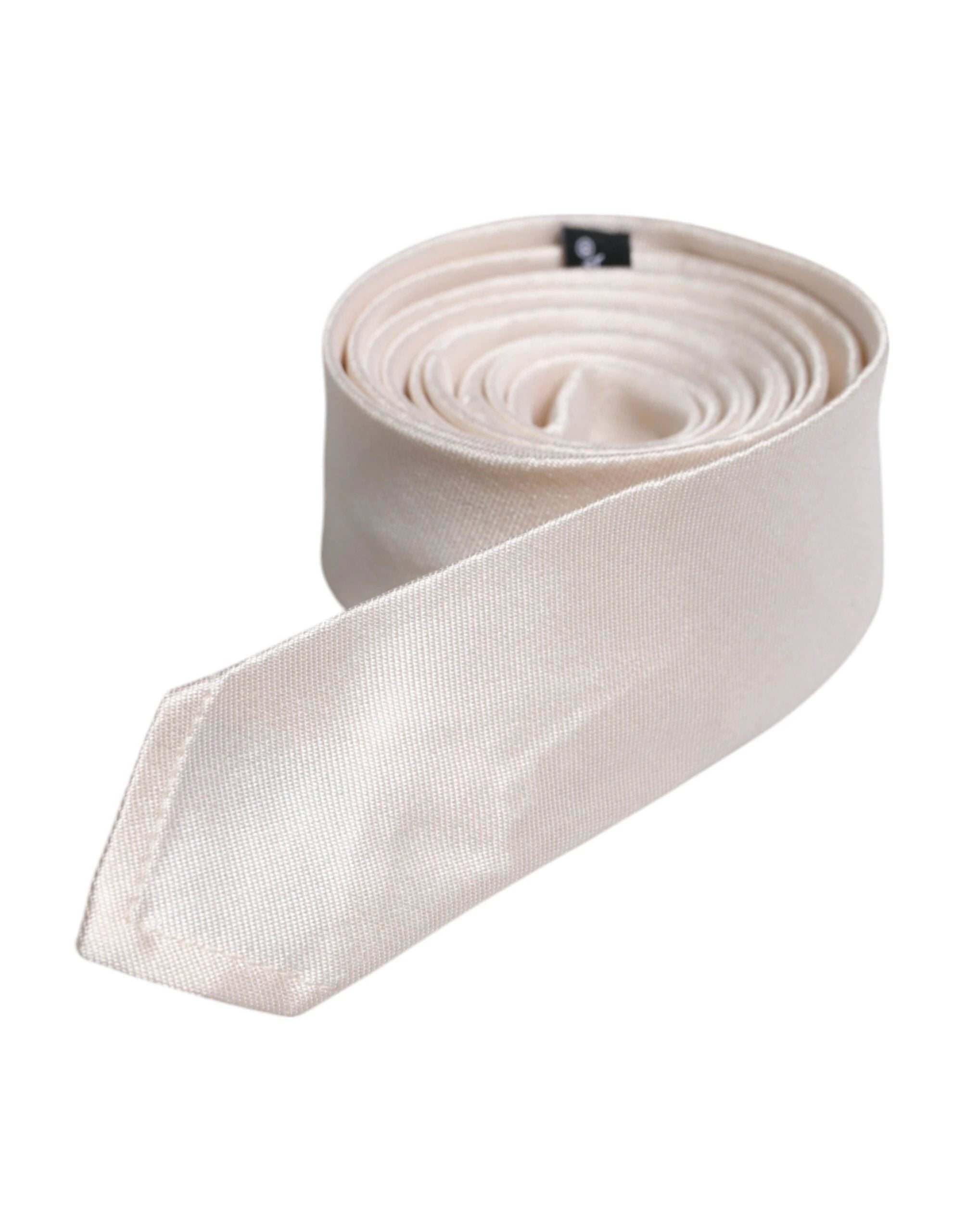 Dolce & Gabbana White Solid Silk Adjustable Necktie Tie by Dolce & Gabbana