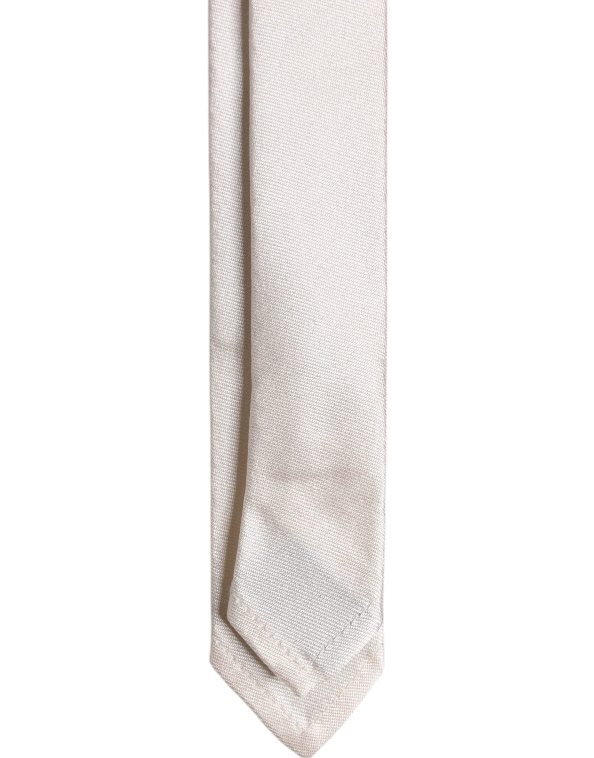 Dolce & Gabbana White Solid Silk Adjustable Necktie Tie by Dolce & Gabbana