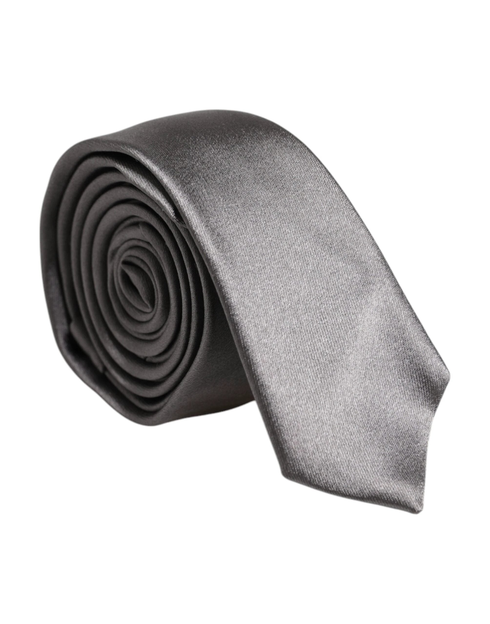 Dolce & Gabbana Metallic Silver Silk Adjustable Necktie Tie by Dolce & Gabbana