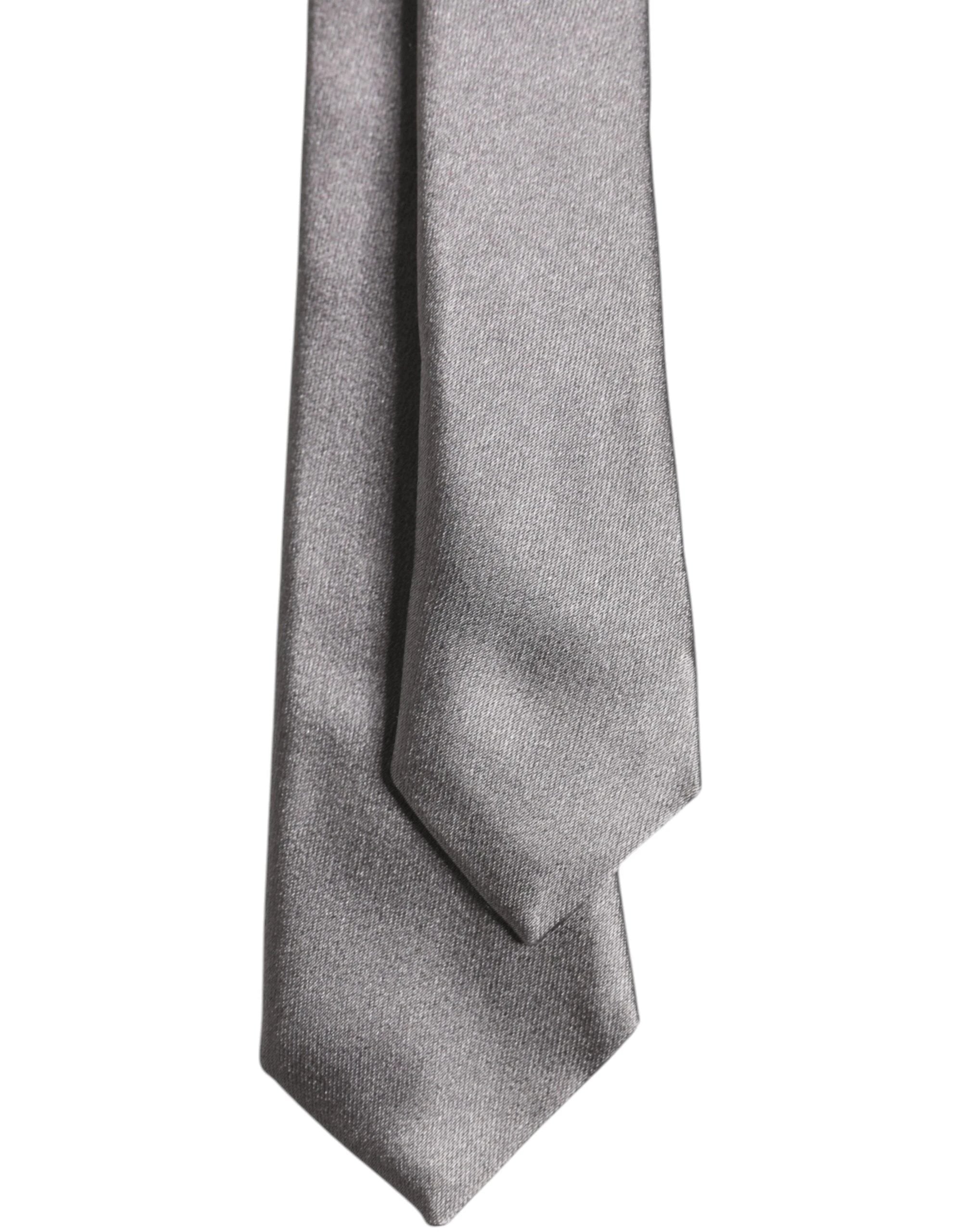 Dolce & Gabbana Metallic Silver Silk Adjustable Necktie Tie by Dolce & Gabbana