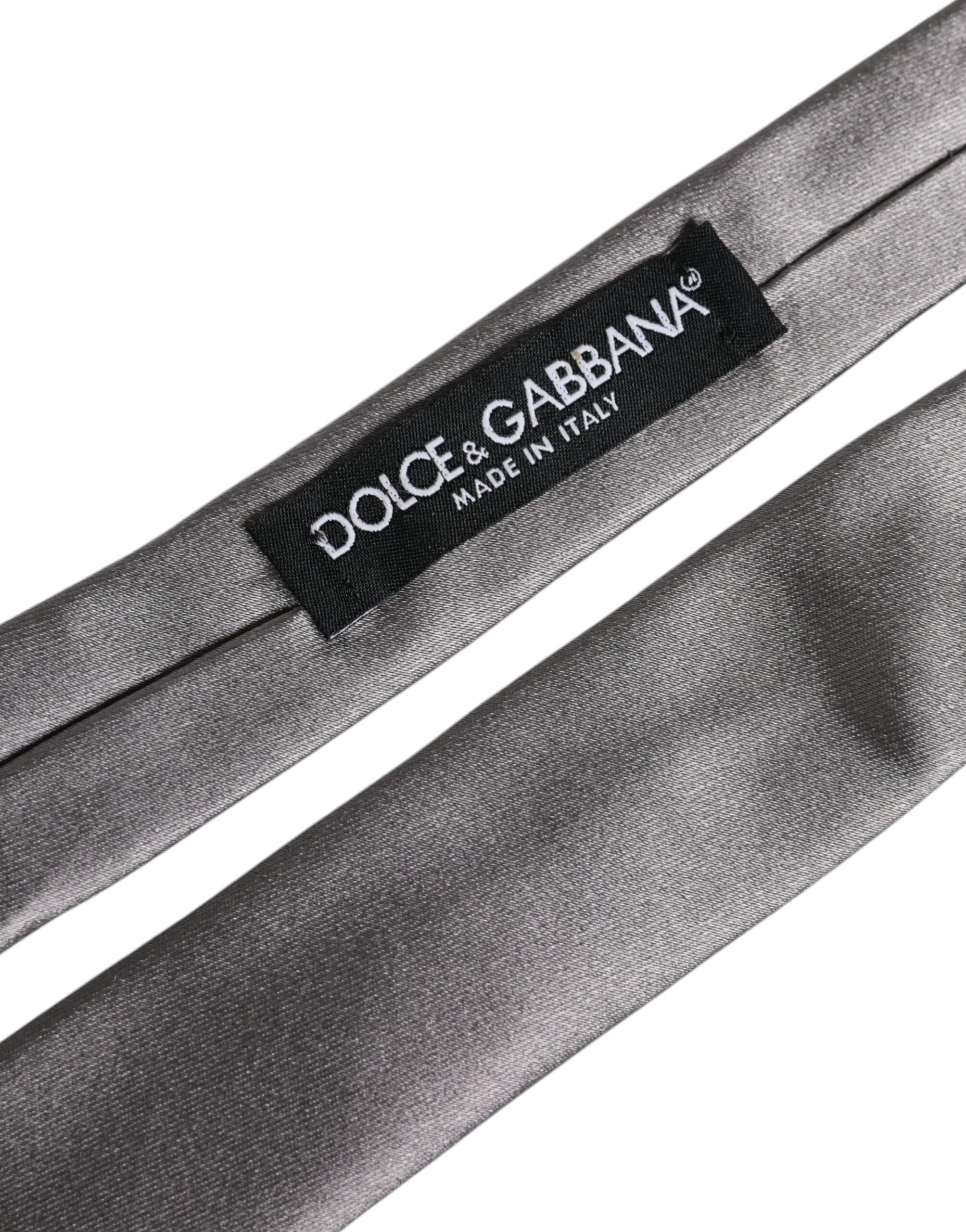 Dolce & Gabbana Metallic Silver Silk Adjustable Necktie Tie by Dolce & Gabbana
