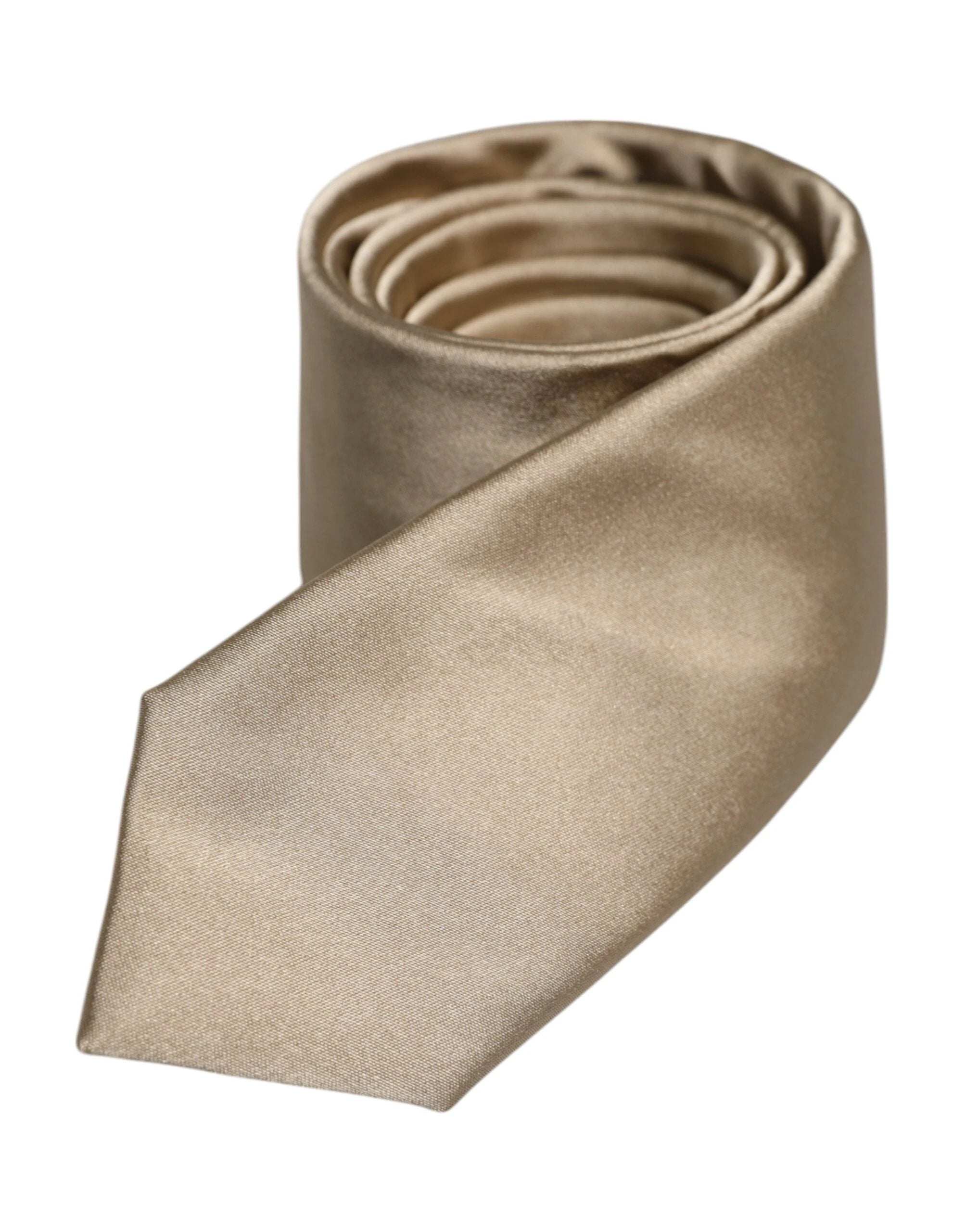 Dolce & Gabbana Beige Solid Silk Adjustable Necktie Tie by Dolce & Gabbana