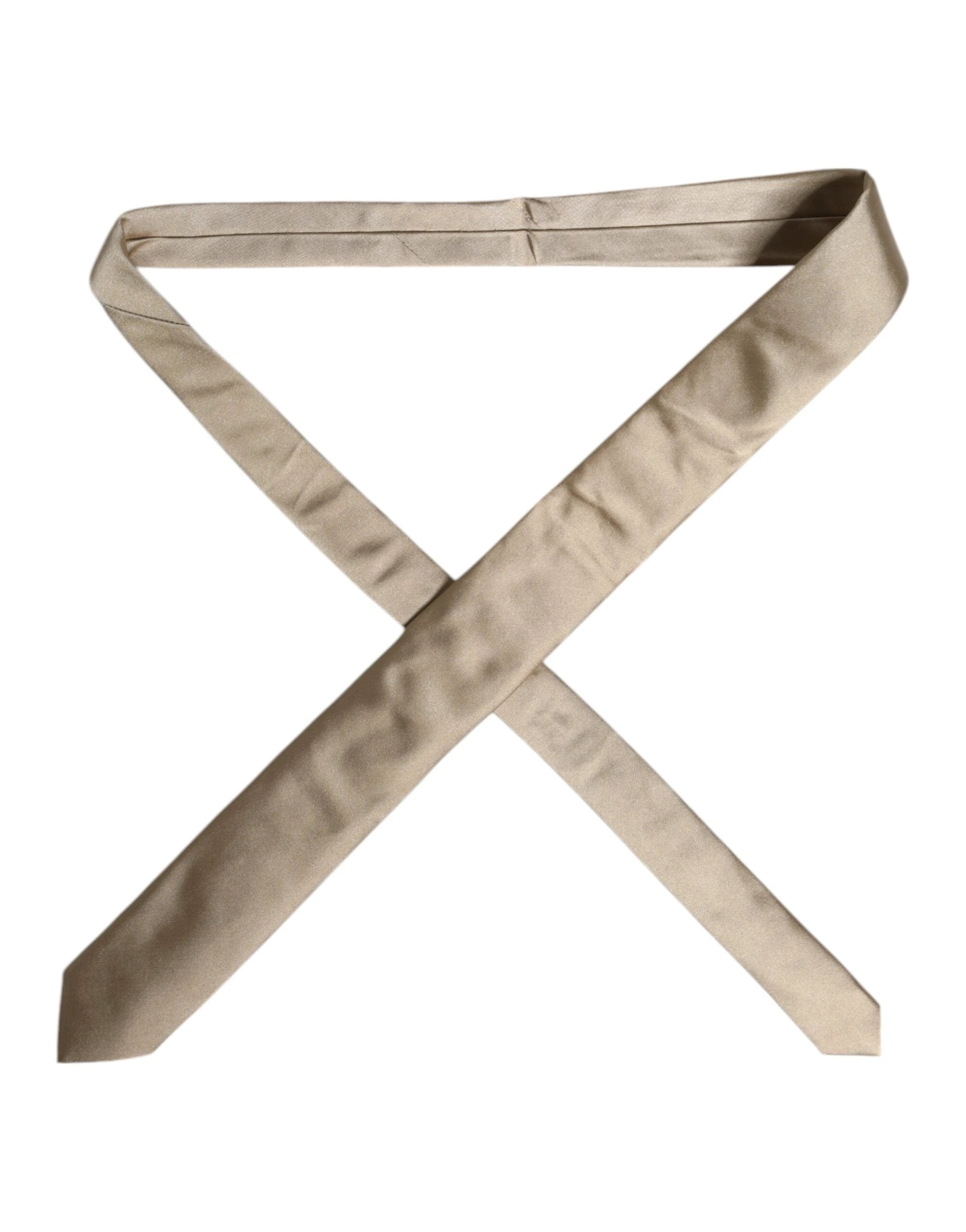 Dolce & Gabbana Beige Solid Silk Adjustable Necktie Tie by Dolce & Gabbana