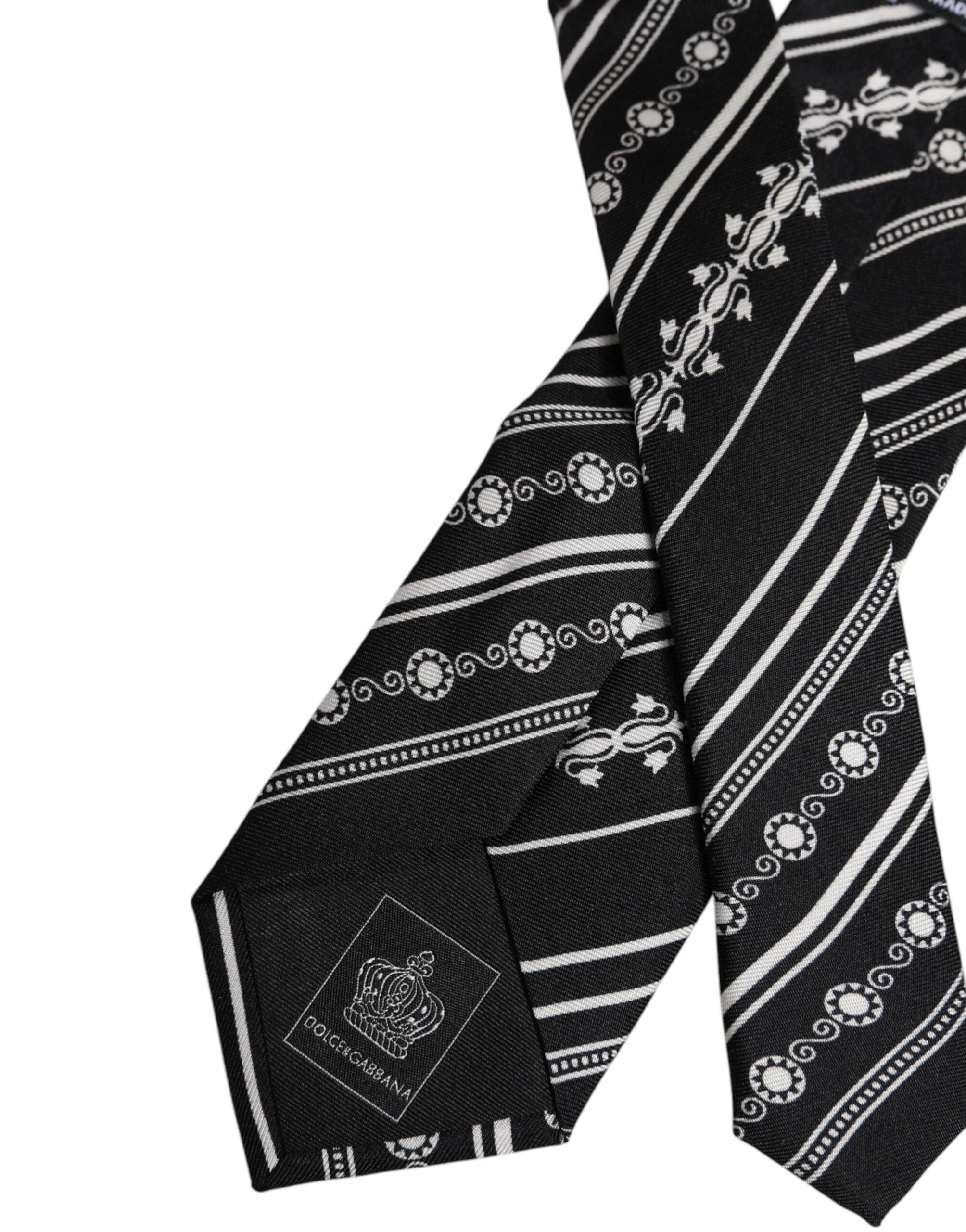 Dolce & Gabbana Black White Stripes Silk Adjustable Necktie Tie by Dolce & Gabbana