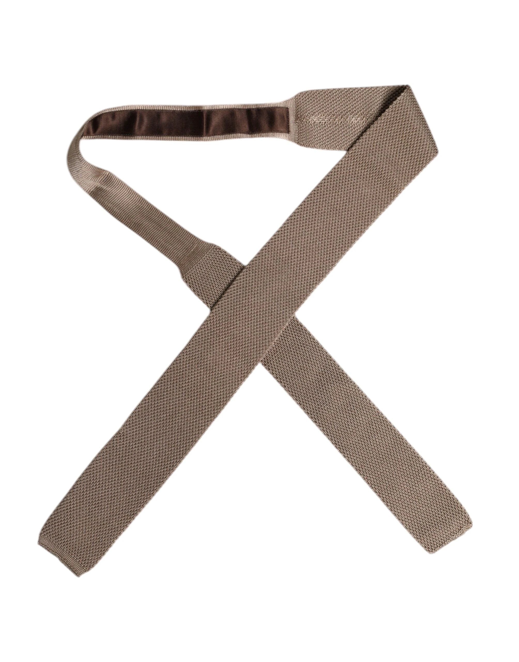 Dolce & Gabbana Brown Silk Adjustable Necktie Tie by Dolce & Gabbana