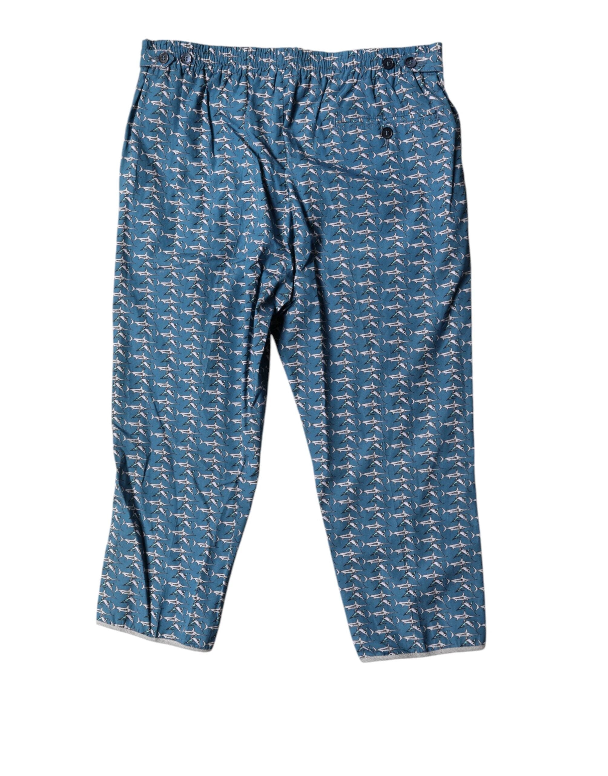 Dolce & Gabbana Blue Shark Print Cropped Beachwear Swimwear by Dolce & Gabbana