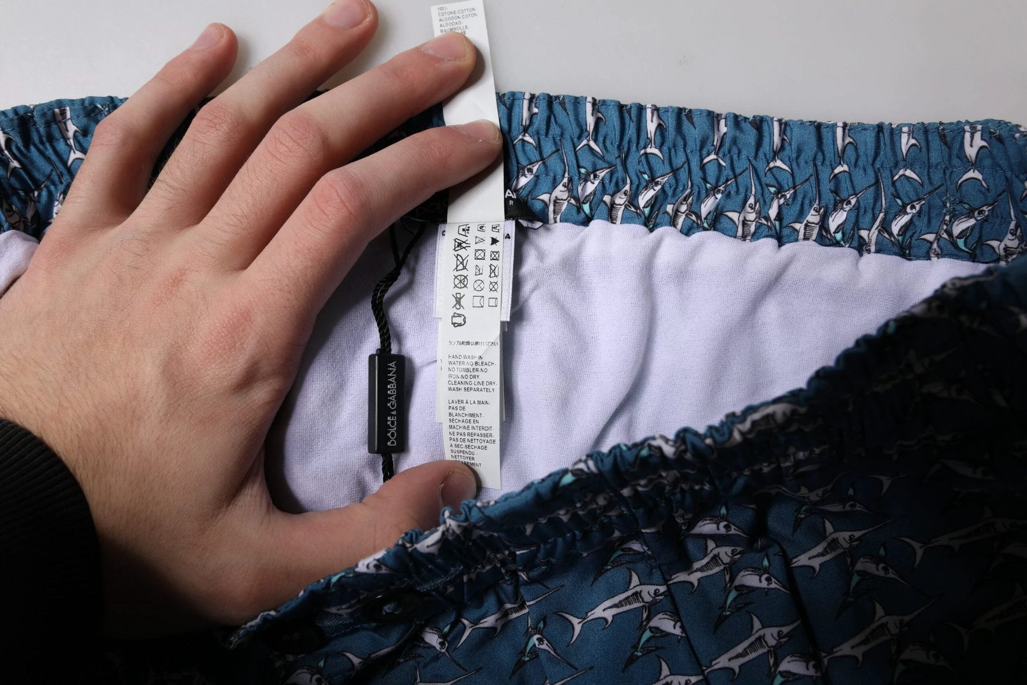 Dolce & Gabbana Blue Shark Print Cropped Beachwear Swimwear by Dolce & Gabbana