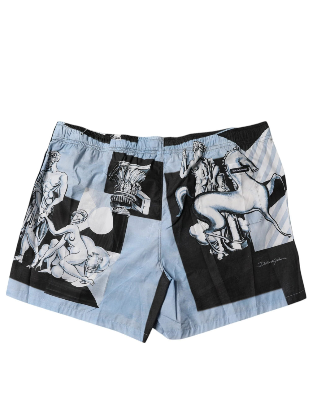 Dolce & Gabbana Blue Statue Print Cotton Mens Shorts by Dolce & Gabbana