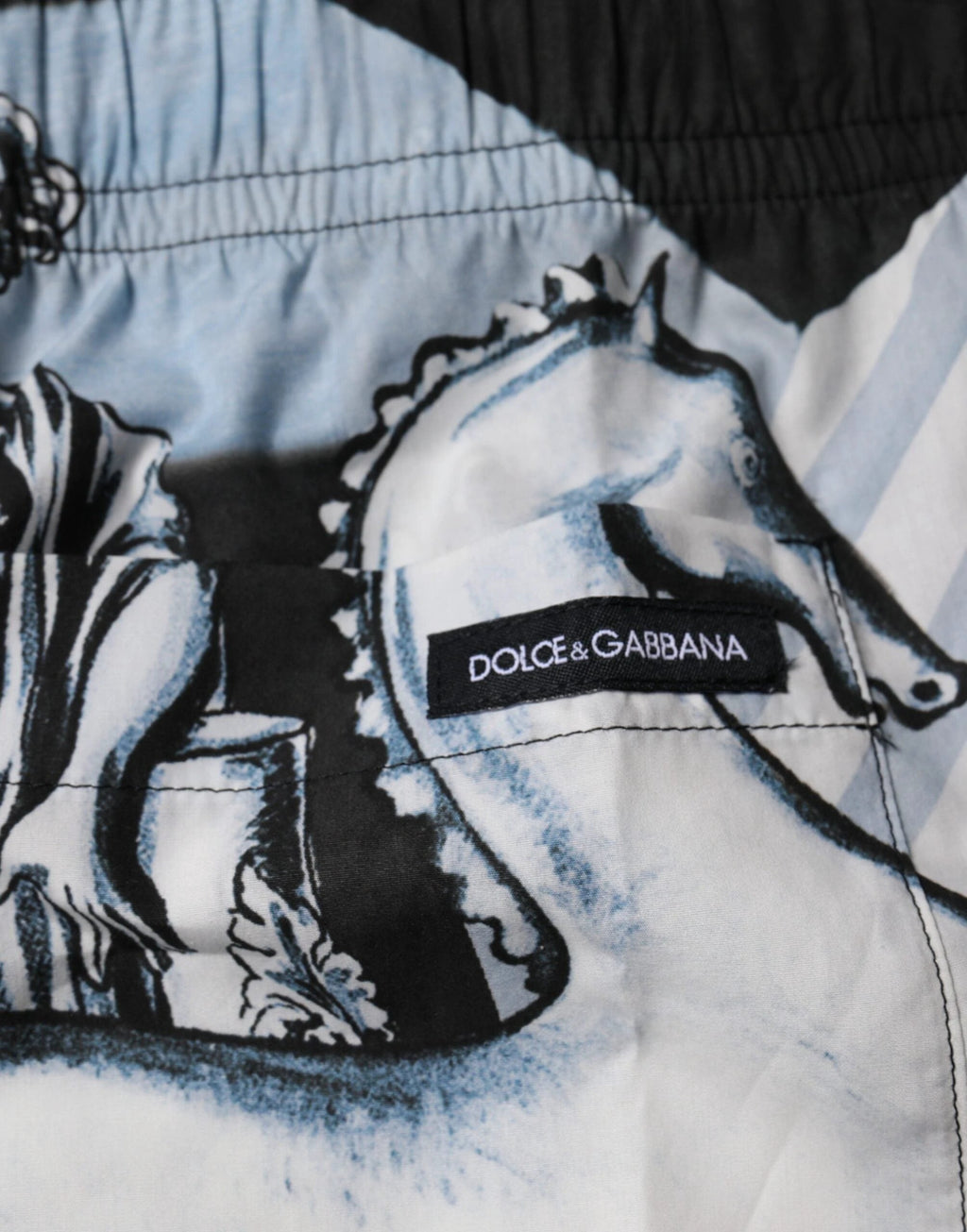 Dolce & Gabbana Blue Statue Print Cotton Mens Shorts by Dolce & Gabbana