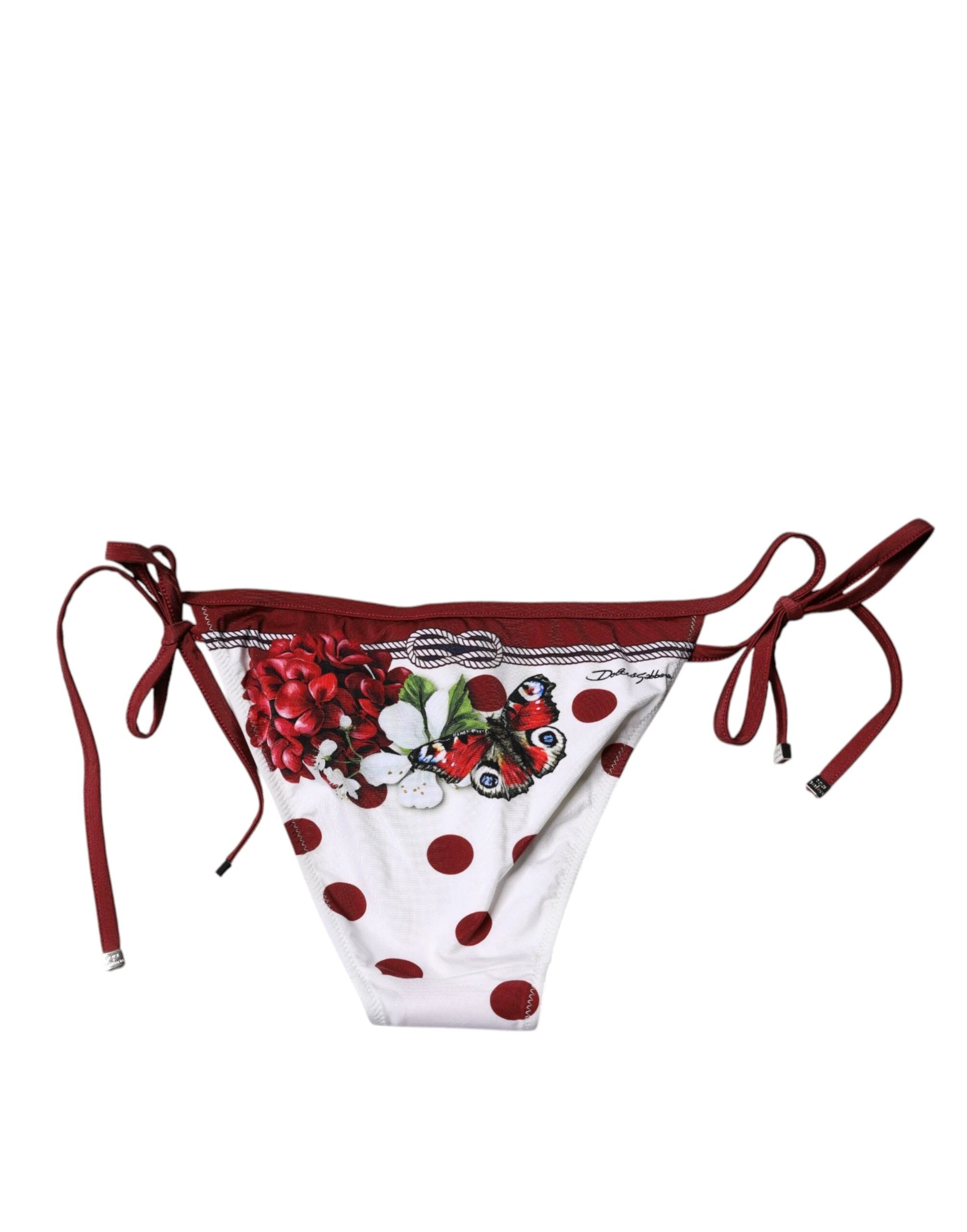 Dolce & Gabbana White Floral Print Swimsuit Bikini Bottom Swimwear by Dolce & Gabbana