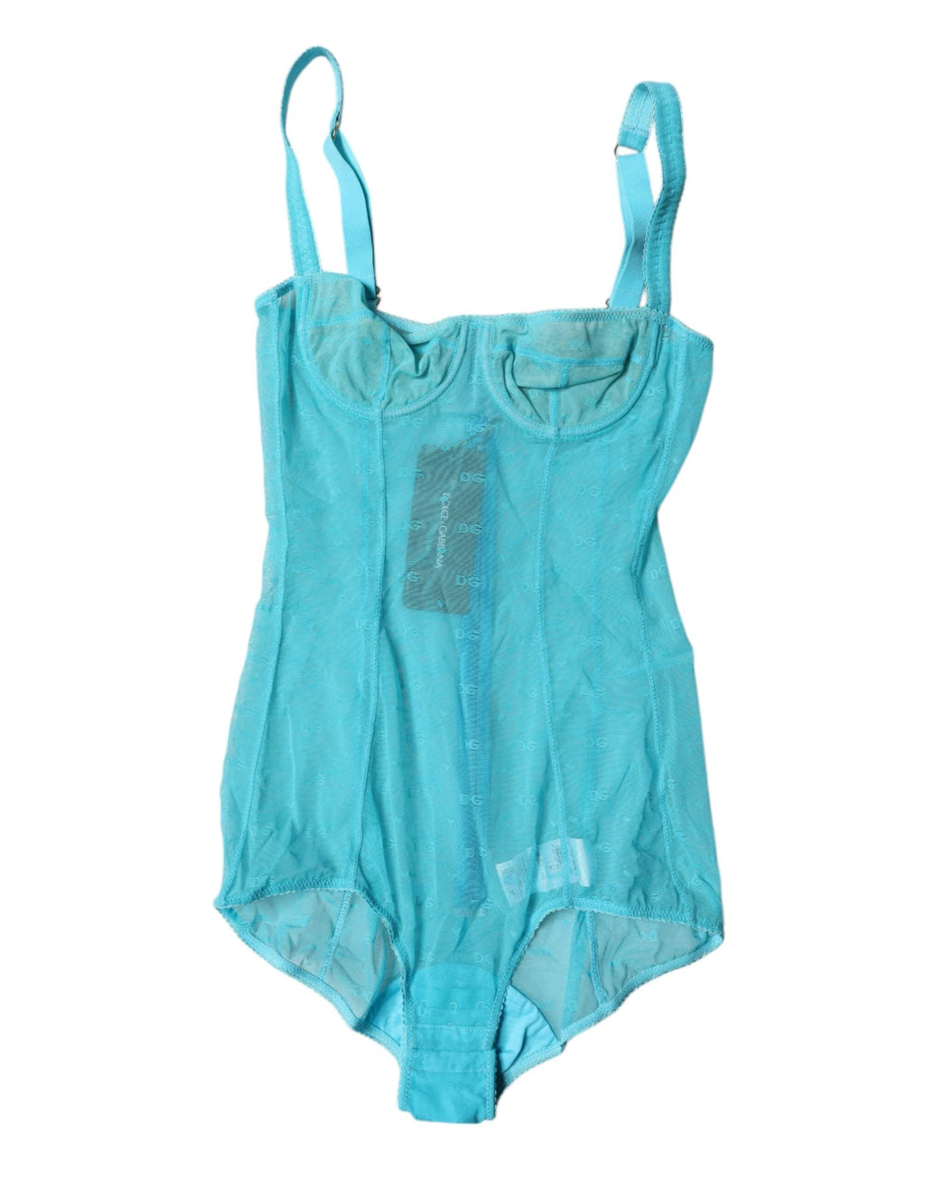 Dolce & Gabbana Blue Tulle Balconette Bra Bodysuit Underwear by Dolce & Gabbana
