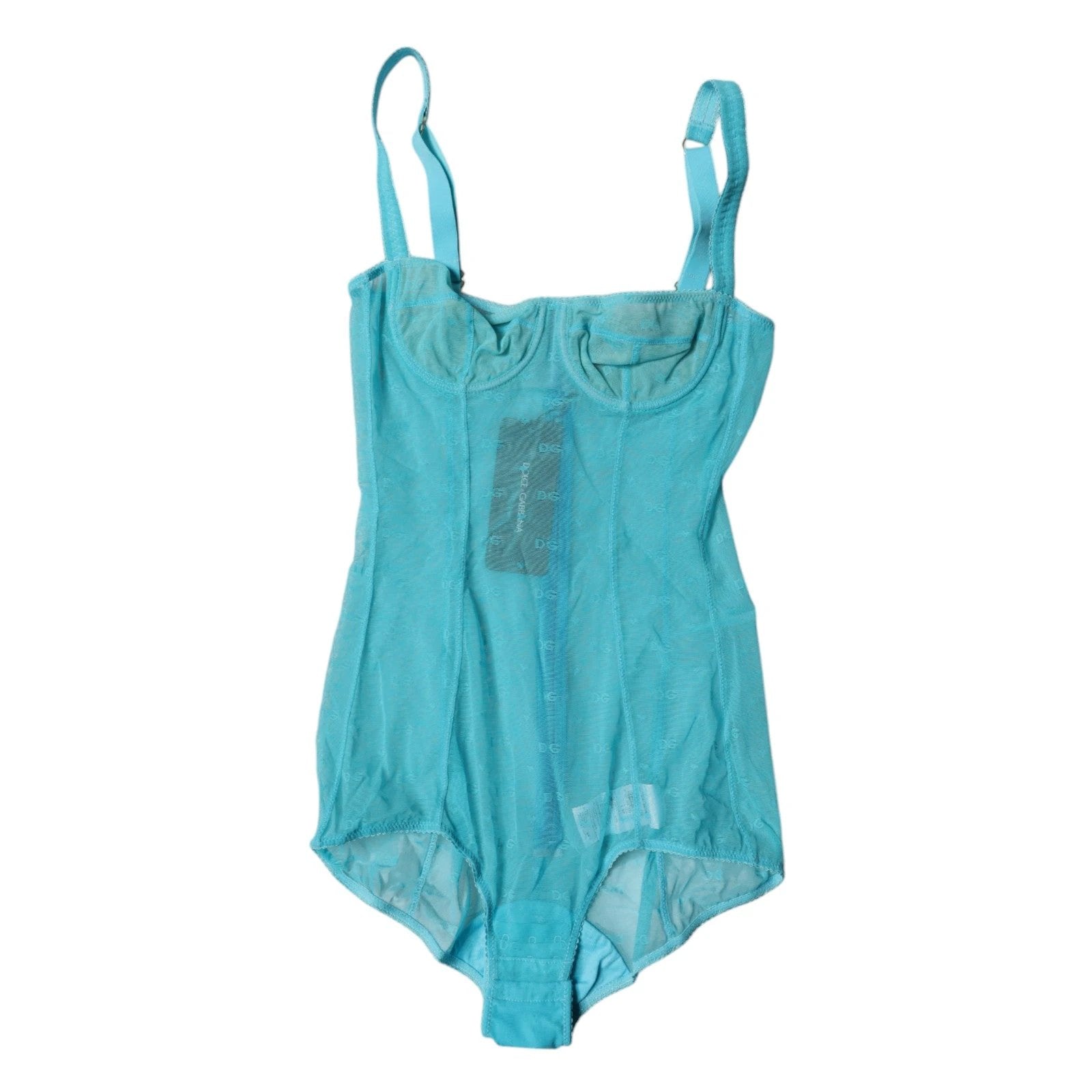 Dolce & Gabbana Blue Tulle Balconette Bra Bodysuit Underwear by Dolce & Gabbana