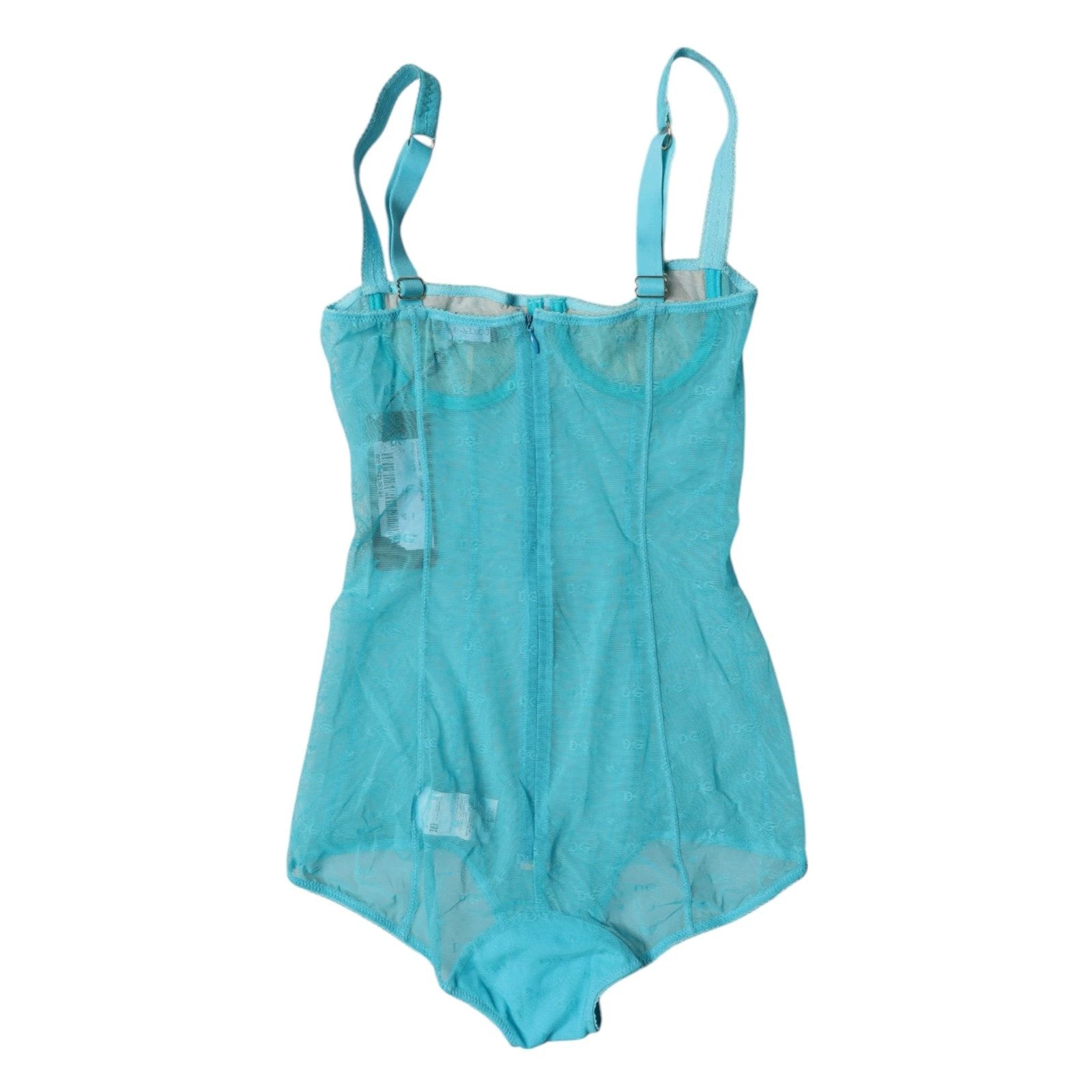 Dolce & Gabbana Blue Tulle Balconette Bra Bodysuit Underwear by Dolce & Gabbana